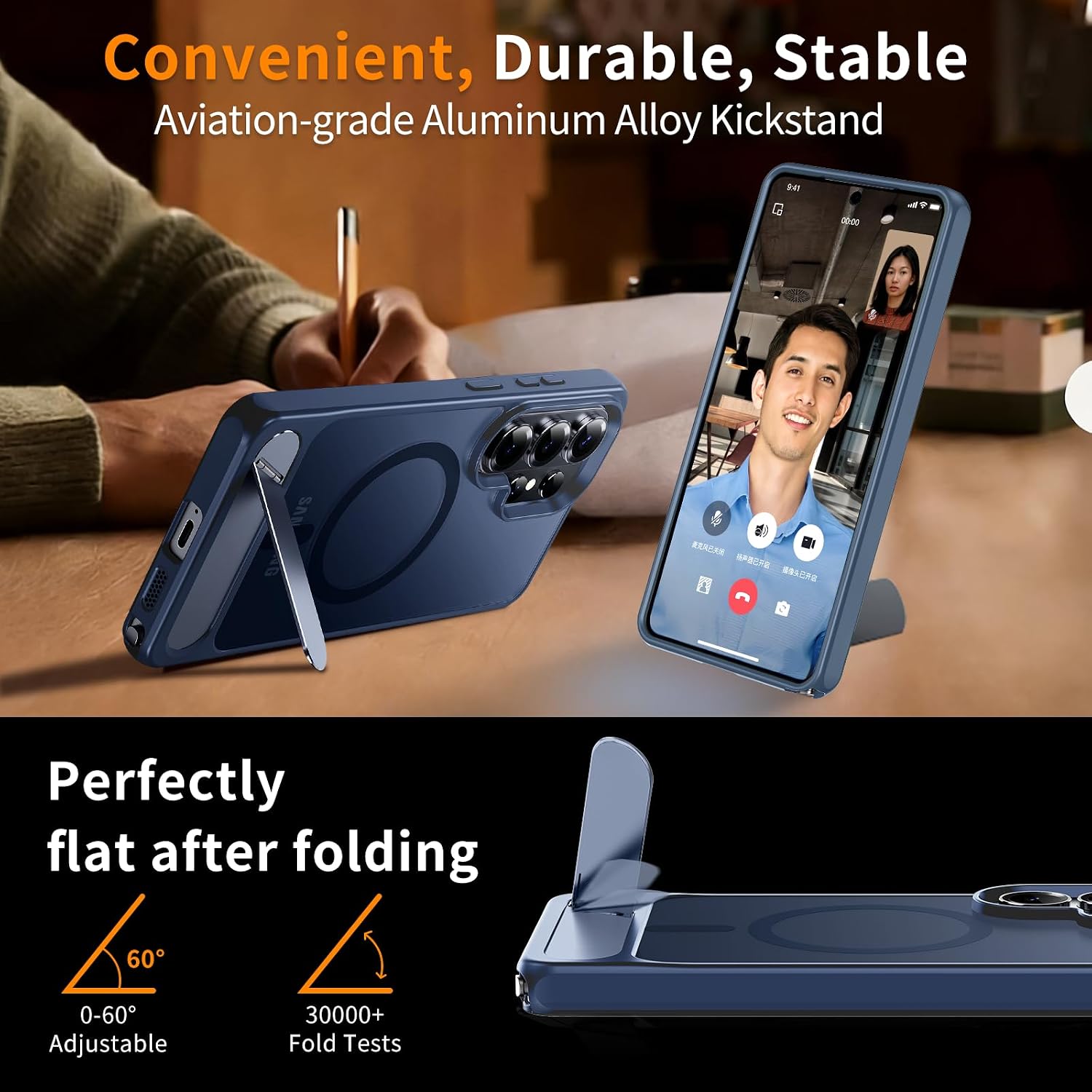 Thumbnail 6 de Hualele Magnetic for Samsung Galaxy S26 Ultra Case with Built-in Metal Stand (MagSafe, Shockproof)
