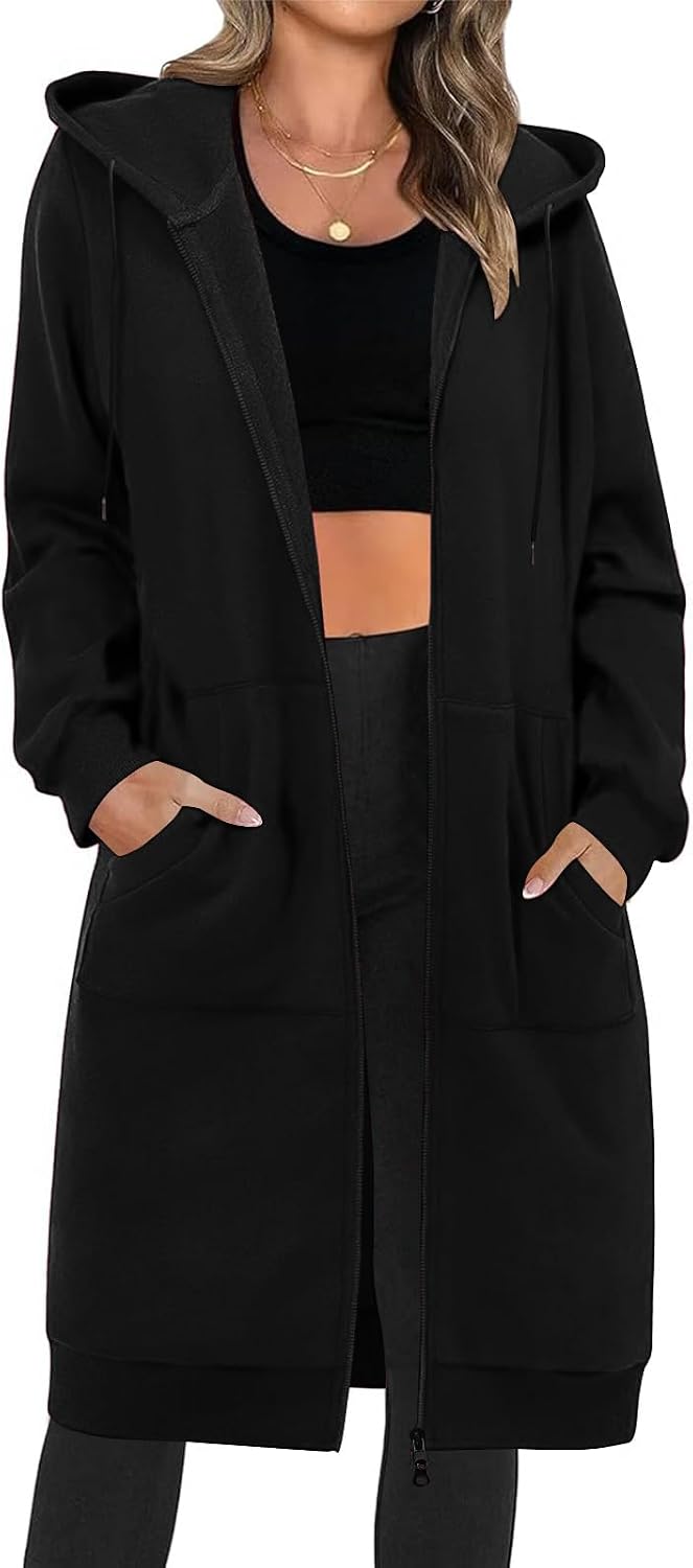 Detalle de Tuopuda Damen Lang Hoodie Reißverschluss