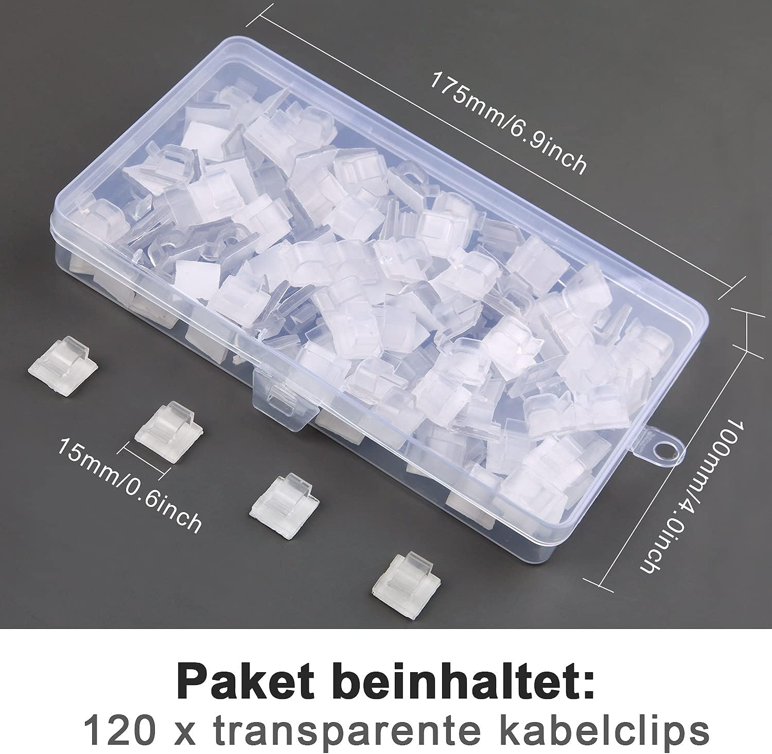 Detalle 2 de RYCHUI Outdoor Cable Clips with Adhesive Pads 120 Pieces
