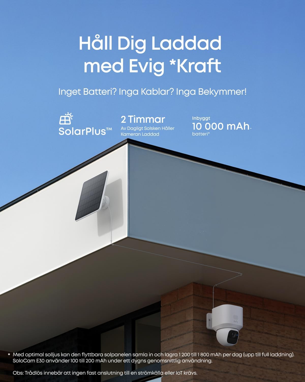 Detalle de eufy SoloCam E30 2-pack – 2K-utomhuskamera med solpanel och 360°-panorering