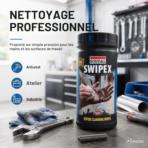Detalle de Soudal Swipex Boîte de 100 Lingettes – Solutions pratiques pour les professionnels