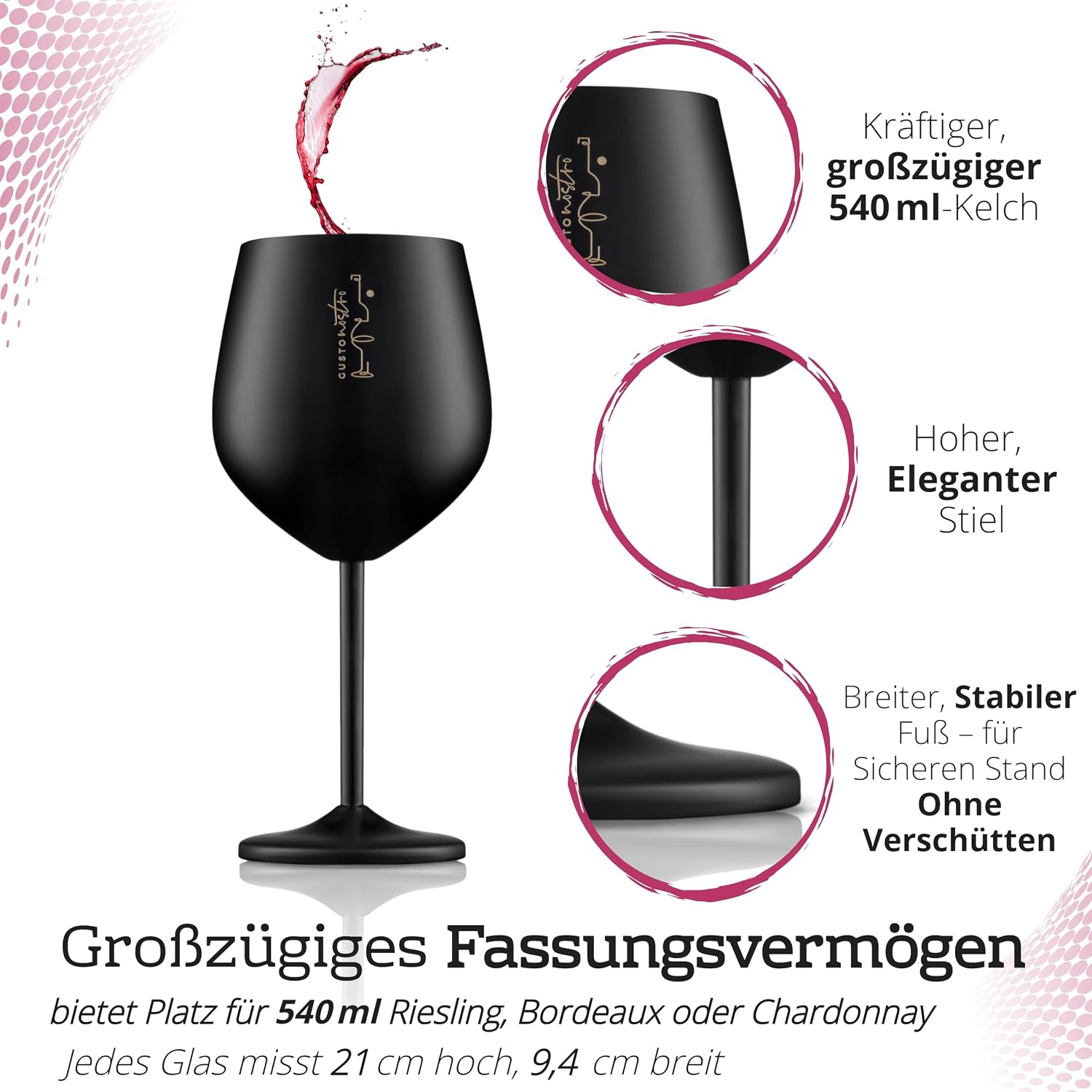 Detalle 2 de Gusto Nostro Weingläser Edelstahl 540 ml