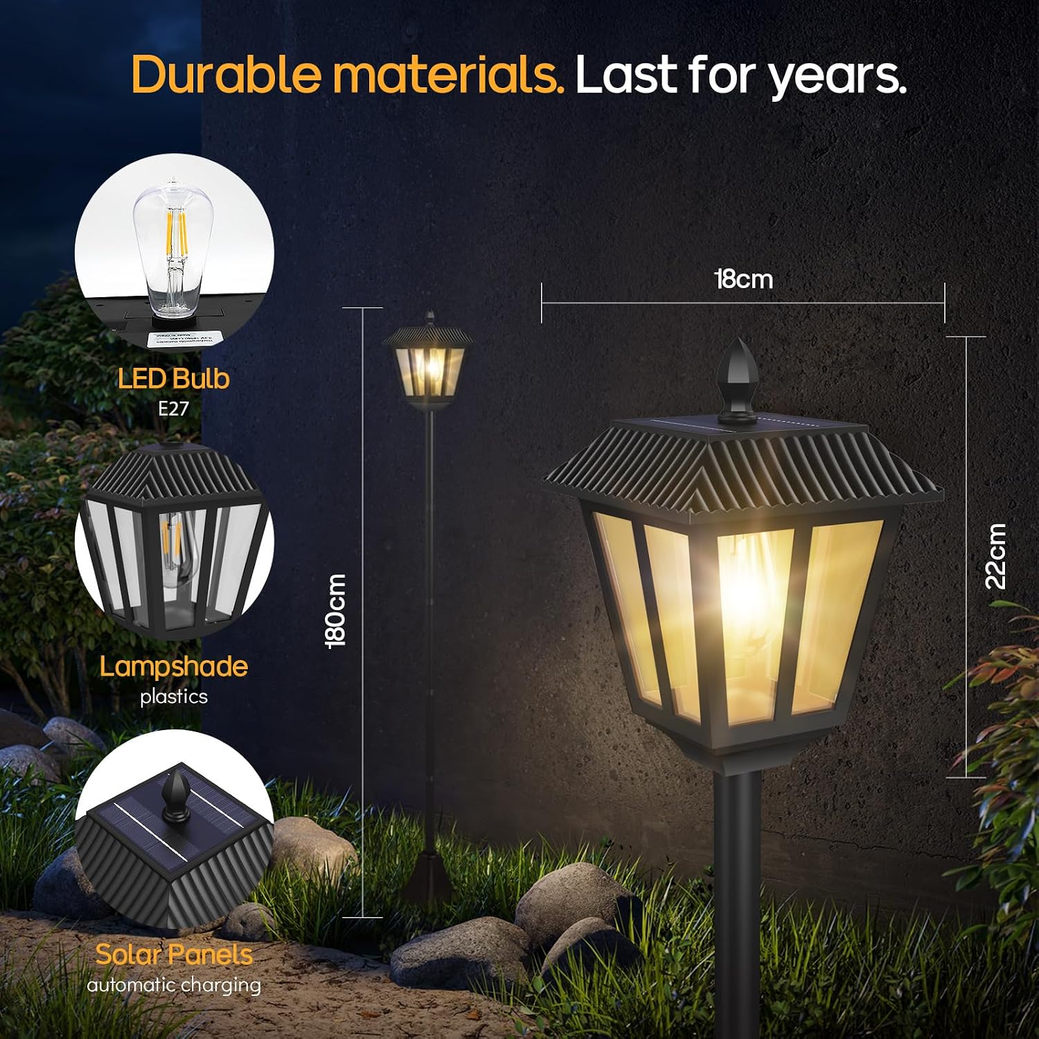 Detalle 1 de Artrastar LED Faroles Solares 180 cm