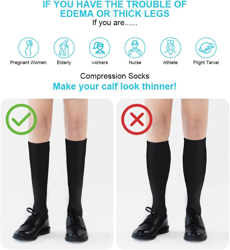 Detalle de ACWOO Chaussettes compression 15-20 mmHg