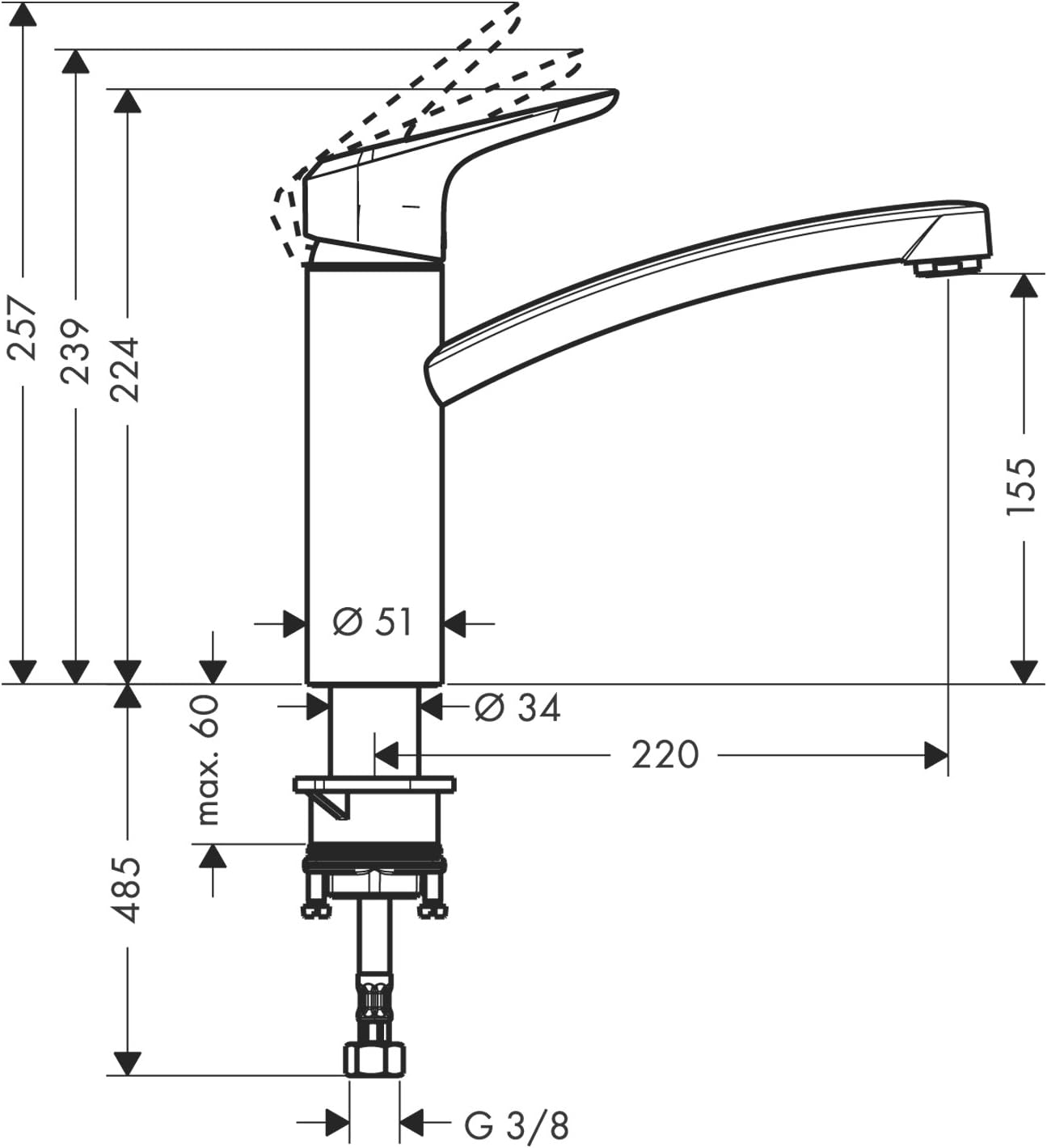 Detalle 2 de hansgrohe Ecos M 14815000 – chromowana bateria kuchenna z wylewką 360°