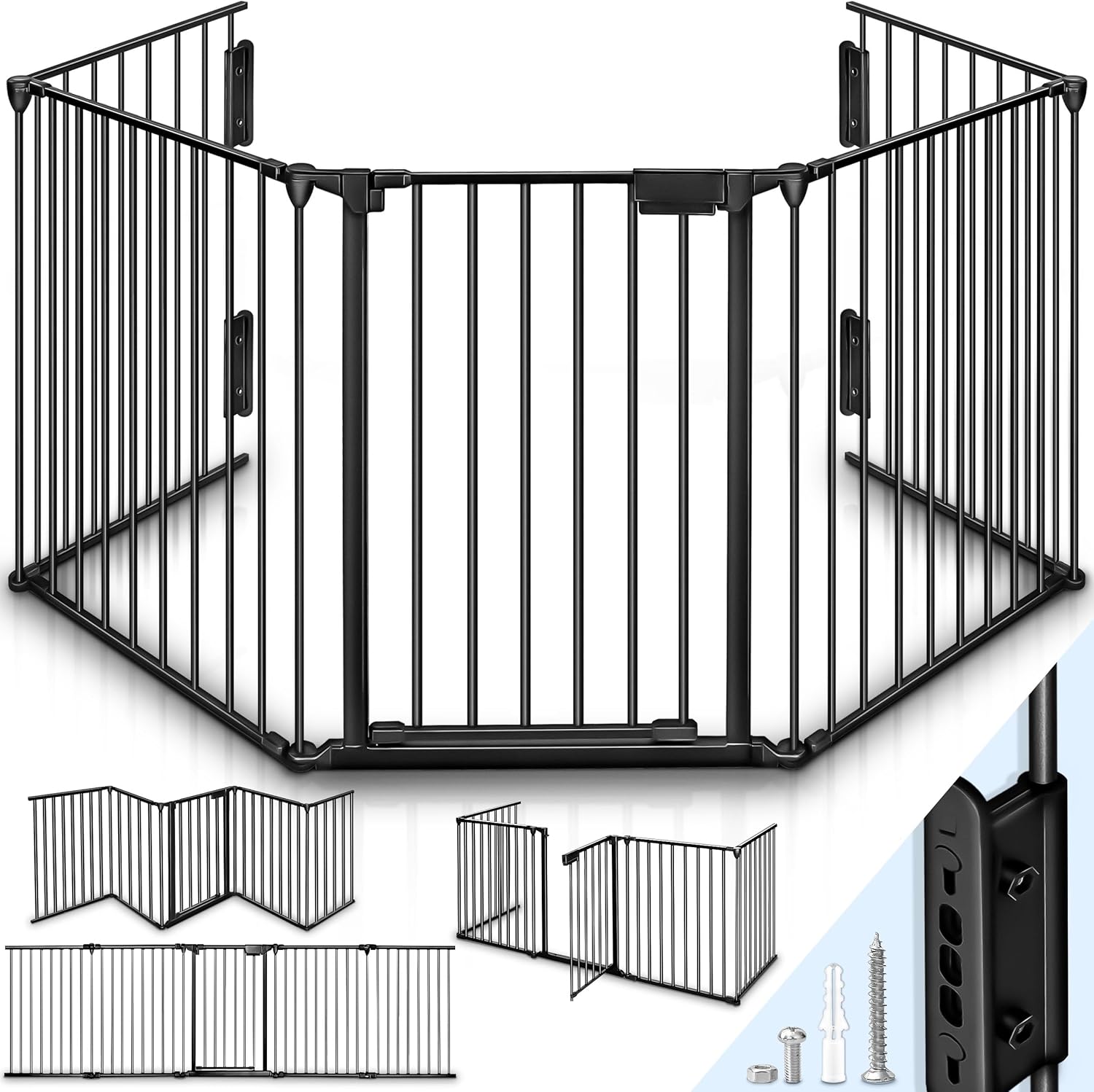 KIDUKU Barrière de sécurité Enfant Grande Version 420 cm – Grille de Protection métallique pliable avec porte