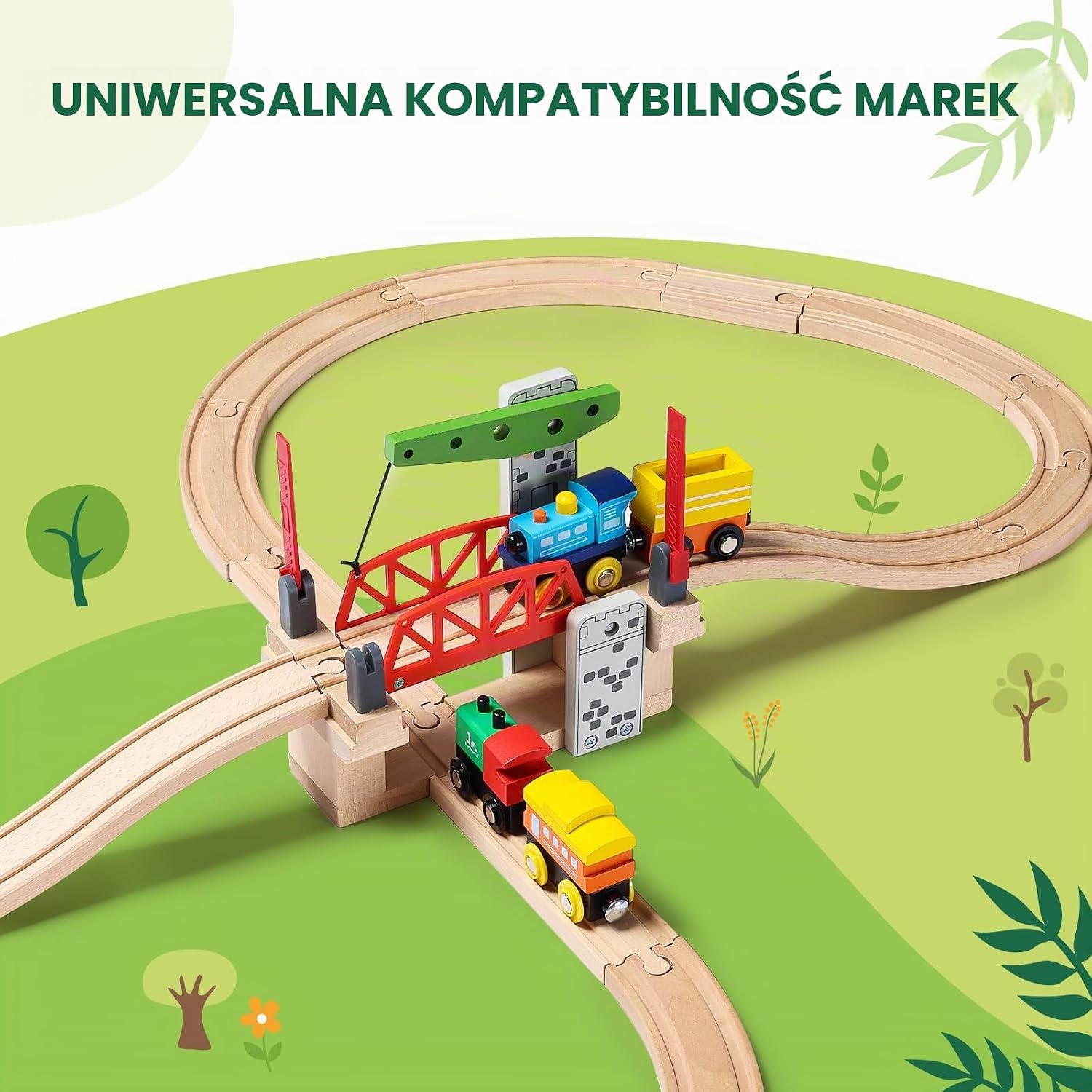 Detalle 2 de SainSmart Jr. 808-20-A20 – drewniany most kolejowy z korbą i szynami