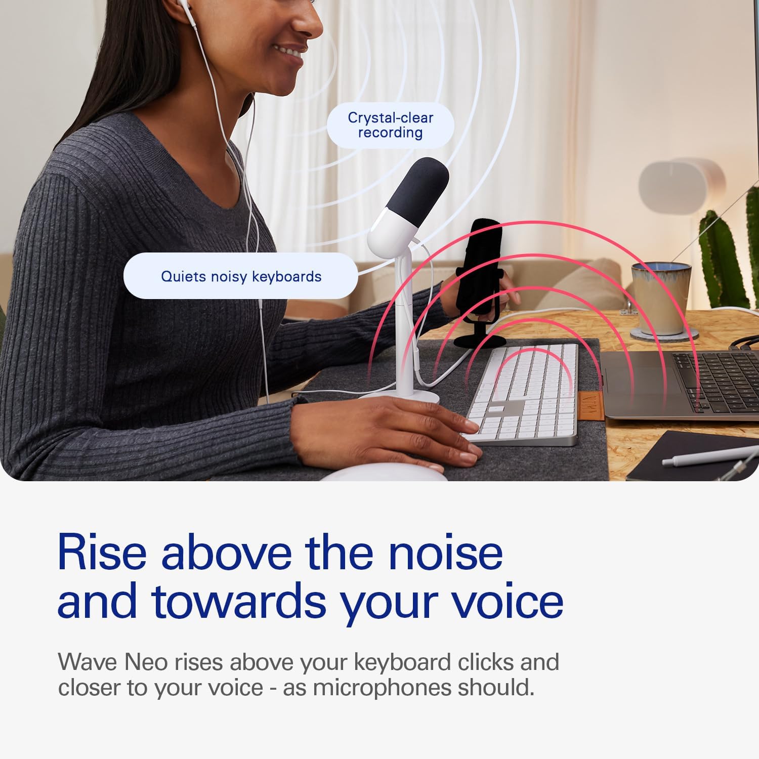 Detalle de Elgato Wave Neo USB Condenser Microphone with Tap-to-Mute and Headphone Monitoring