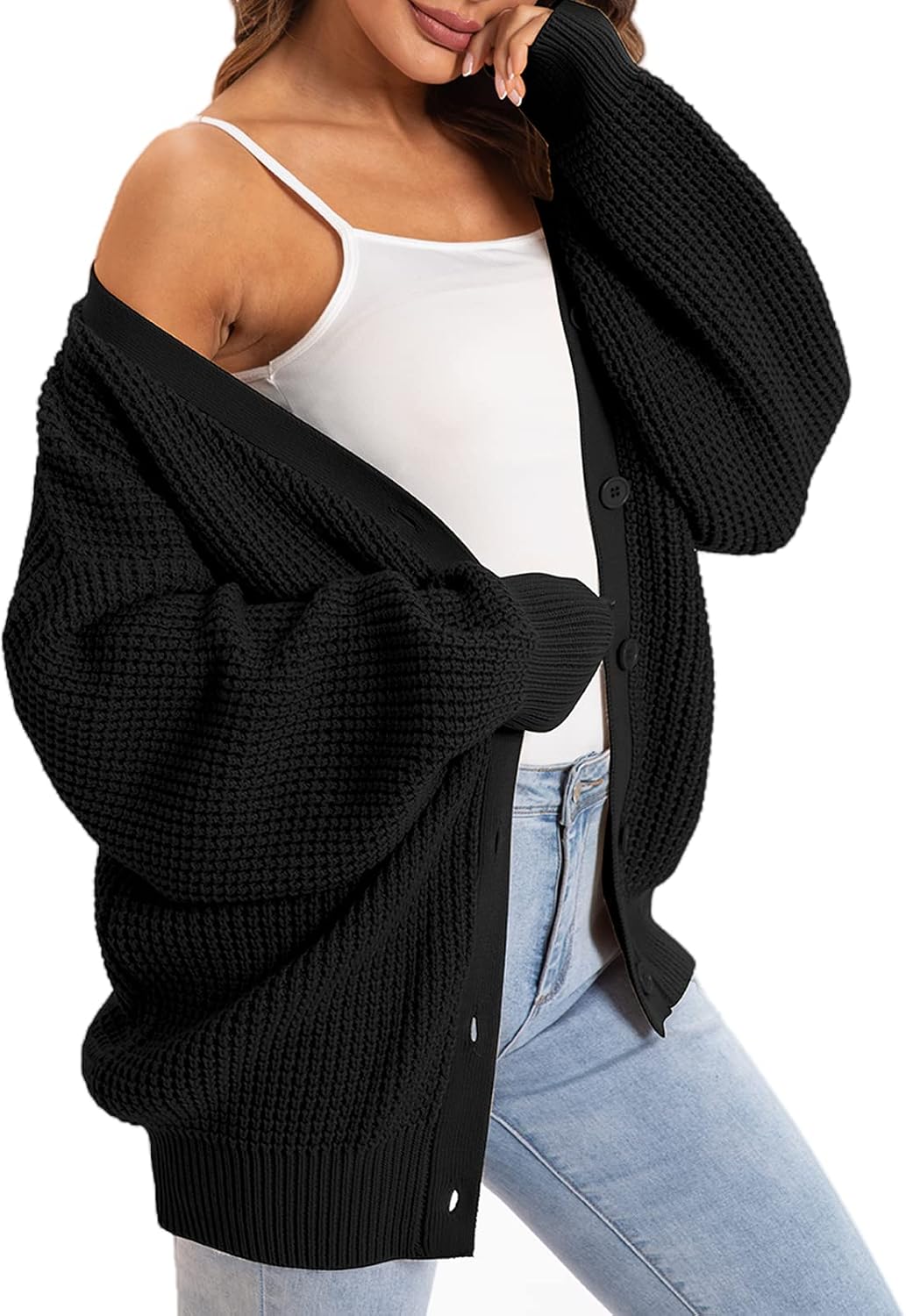 Thumbnail 5 de QUALFORT Cardigan Oversized 100% Cotton Button-Down 🍂