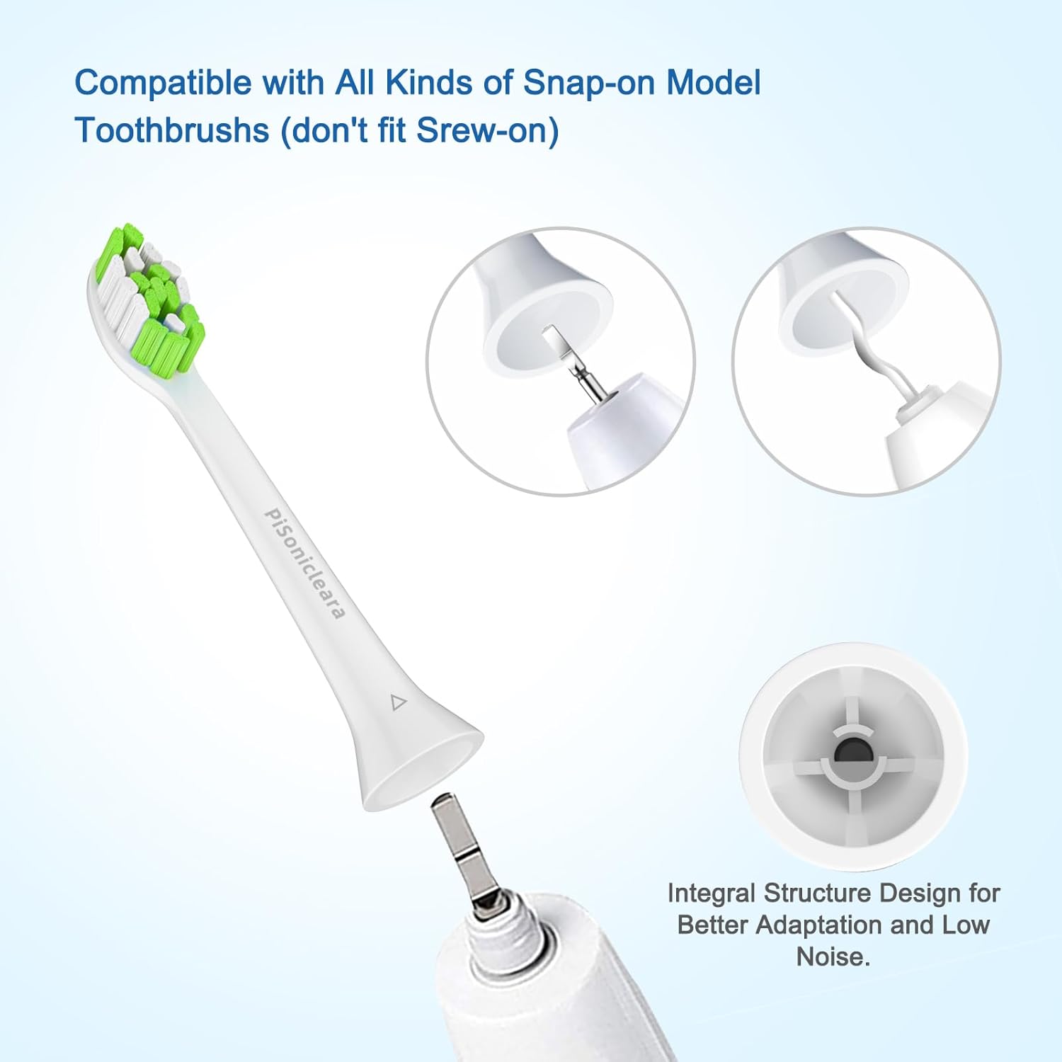Detalle de Pisonicleara Replacement Toothbrush Heads (10-pc) for Philips Sonicare – Medium Soft with Indicator Bristles