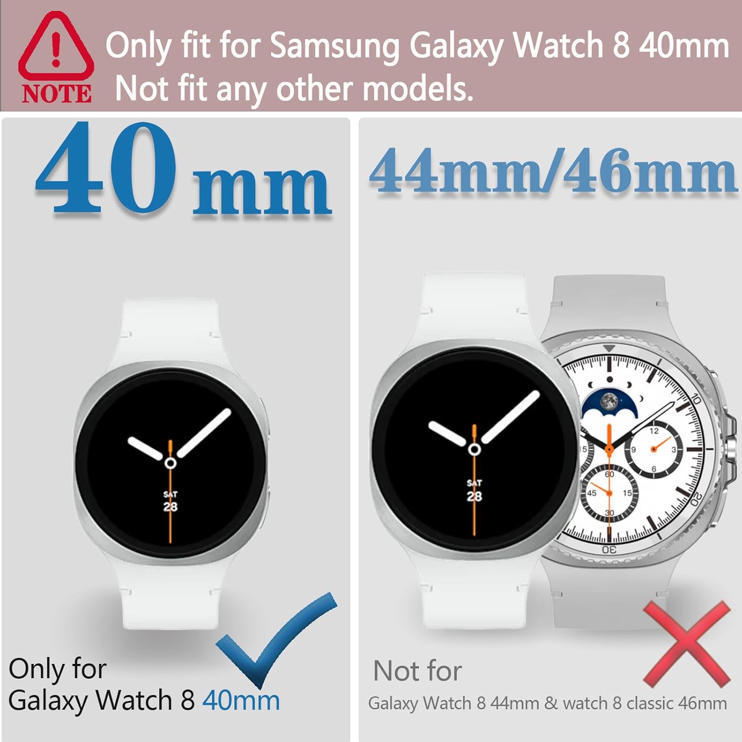 Detalle de 4X Bling Case for Samsung Galaxy Watch 8 40mm (2025) — Diamond Bumper Hard PC Cover (Black/Rosegold/Silver/Gold)