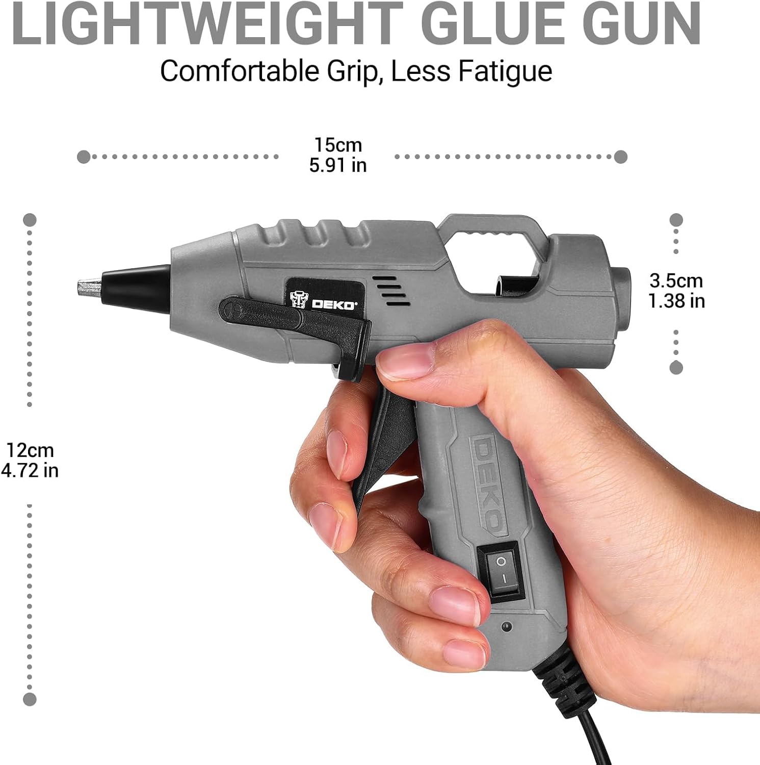 Thumbnail 1 de DEKO 20W Mini Hot Glue Gun Kit with 7mm Glue Sticks (Grey) – Fast heating for crafts, school projects and DIY repairs