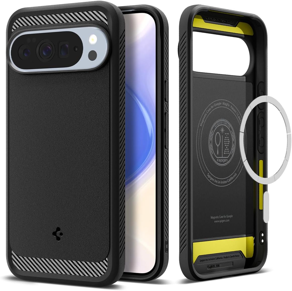 Detalle de Spigen Cover Rugged Armor MagFit per Google Pixel 10 Pro XL – Supporto MagSafe e PixelSnap, Nero opaco