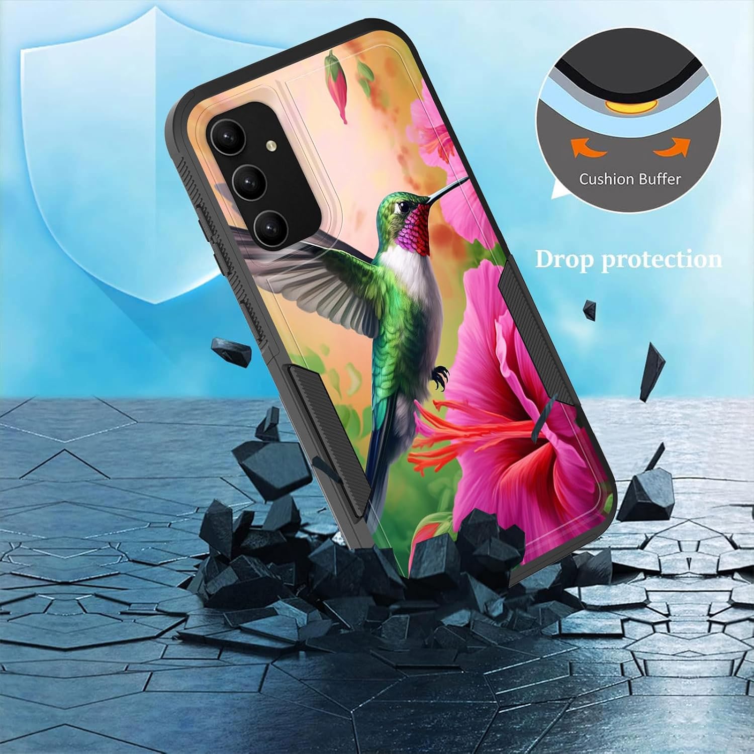 Thumbnail 5 de CICPLKSE BSQH-Galaxy S24 FE-FBA-19 Phone Case, Dual-Layer PC/TPU, Hummingbird