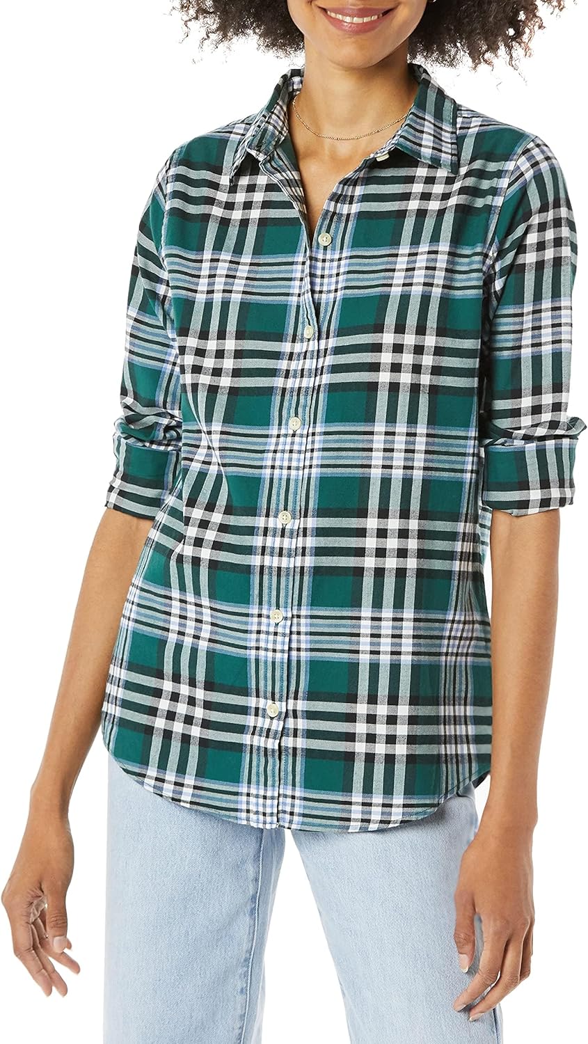 Thumbnail 5 de Amazon Essentials Women’s Regular-Fit Lightweight Plaid Flannel Shirt (Long Sleeve)