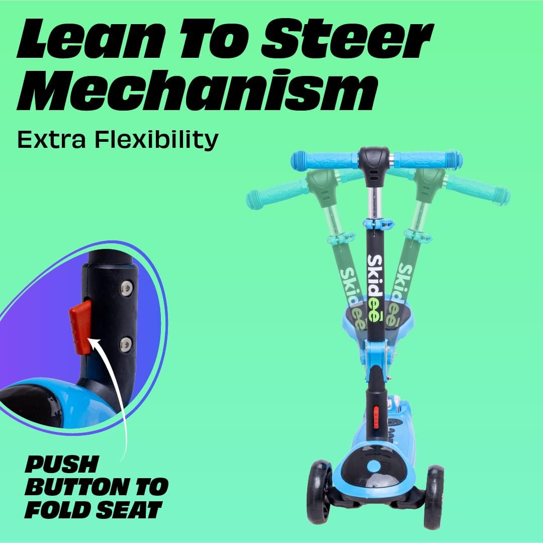 Thumbnail 3 de SKIDEE Foldable 3-Wheel Kick Scooter for Kids (Ages 3-5) with Lean-to-Steer, Adjustable Height, Removable Seat & LED Wheels