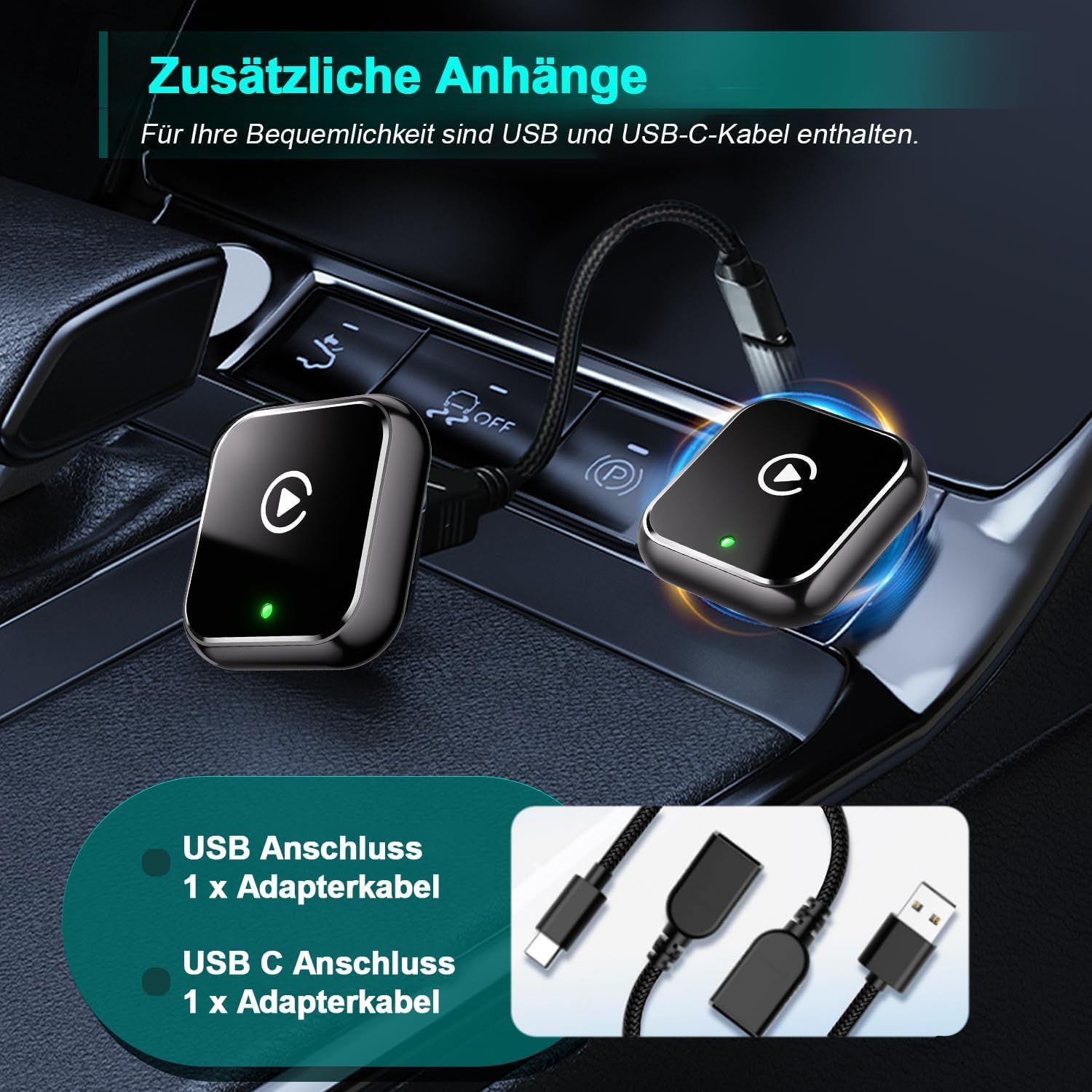 Thumbnail 5 de 2026 Verbesserter 2-in-1 Wireless CarPlay Adapter (CarPlay/Android Auto) mit Bluetooth 5.3 & Wi‑Fi 6 – Plug & Play
