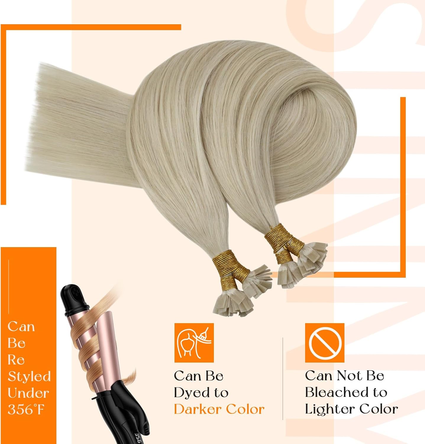 Detalle de Sunny Hair FLAT_60_18 18-Inch Flat-Tip Human Hair Extensions, Blonde