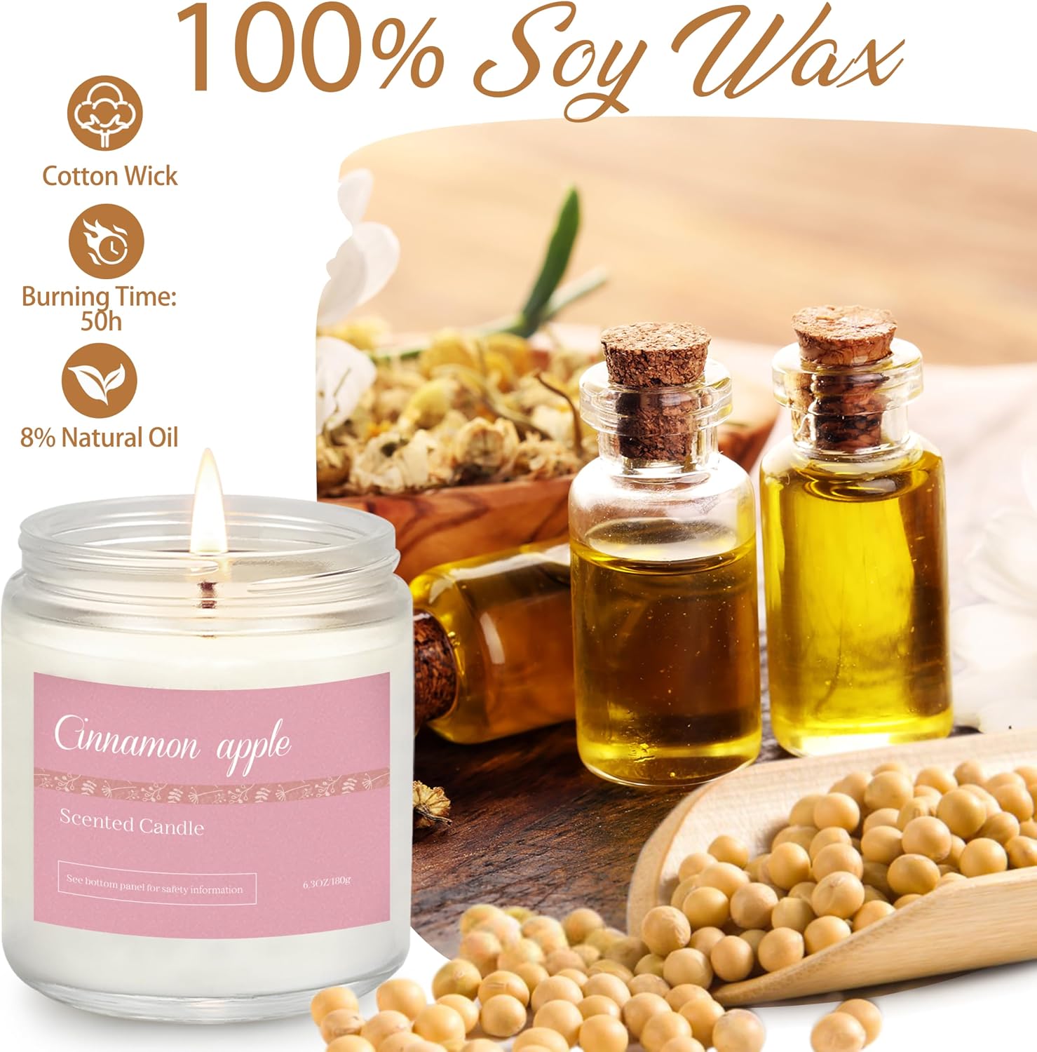 Detalle 2 de PELN MD- Ca01025US Scented Soy Candle Gift Set, 6 Scents, 42 oz