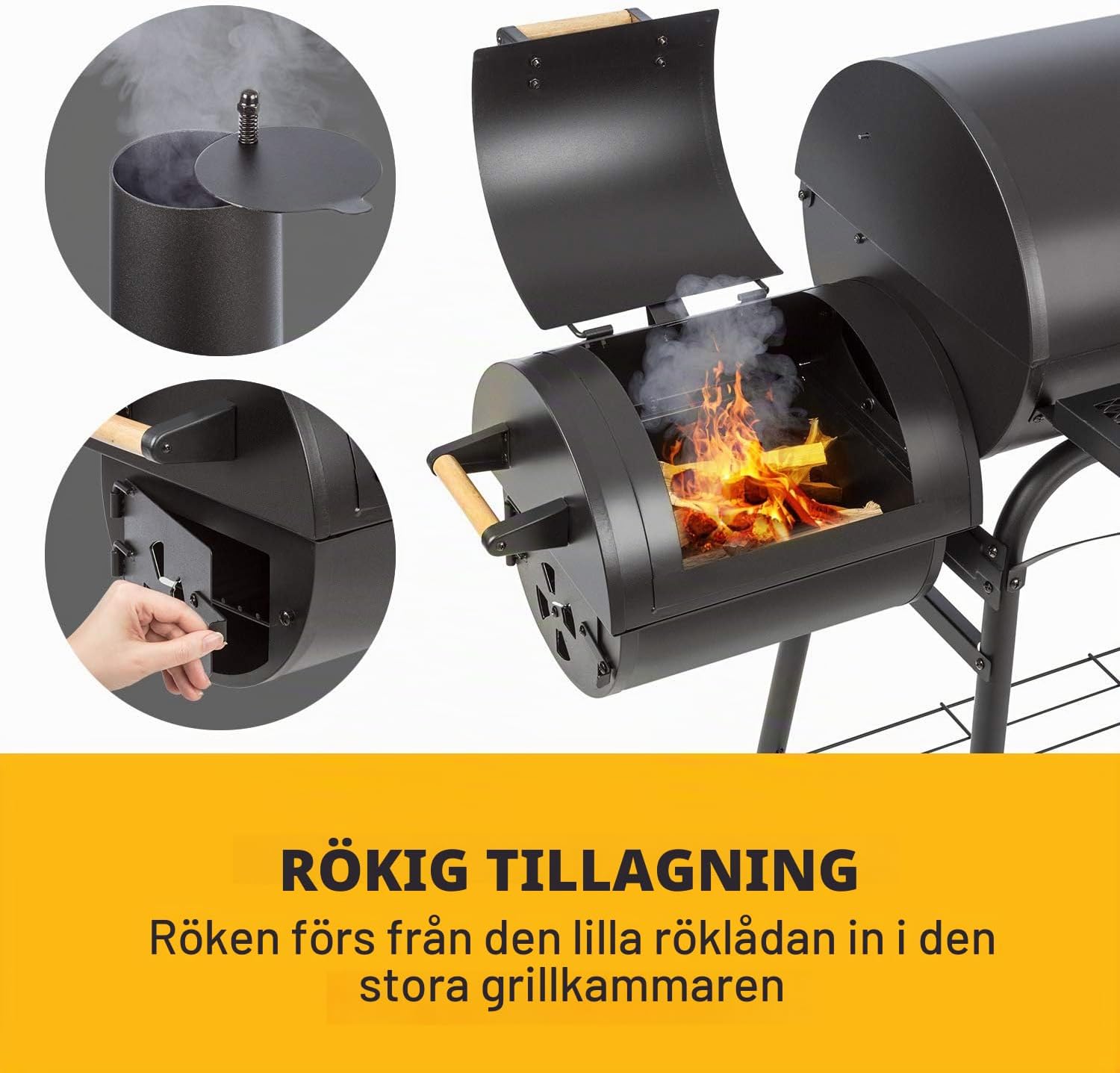 Detalle 1 de Klarstein Beef Brisket kolgrill och smoker med två grillkammare