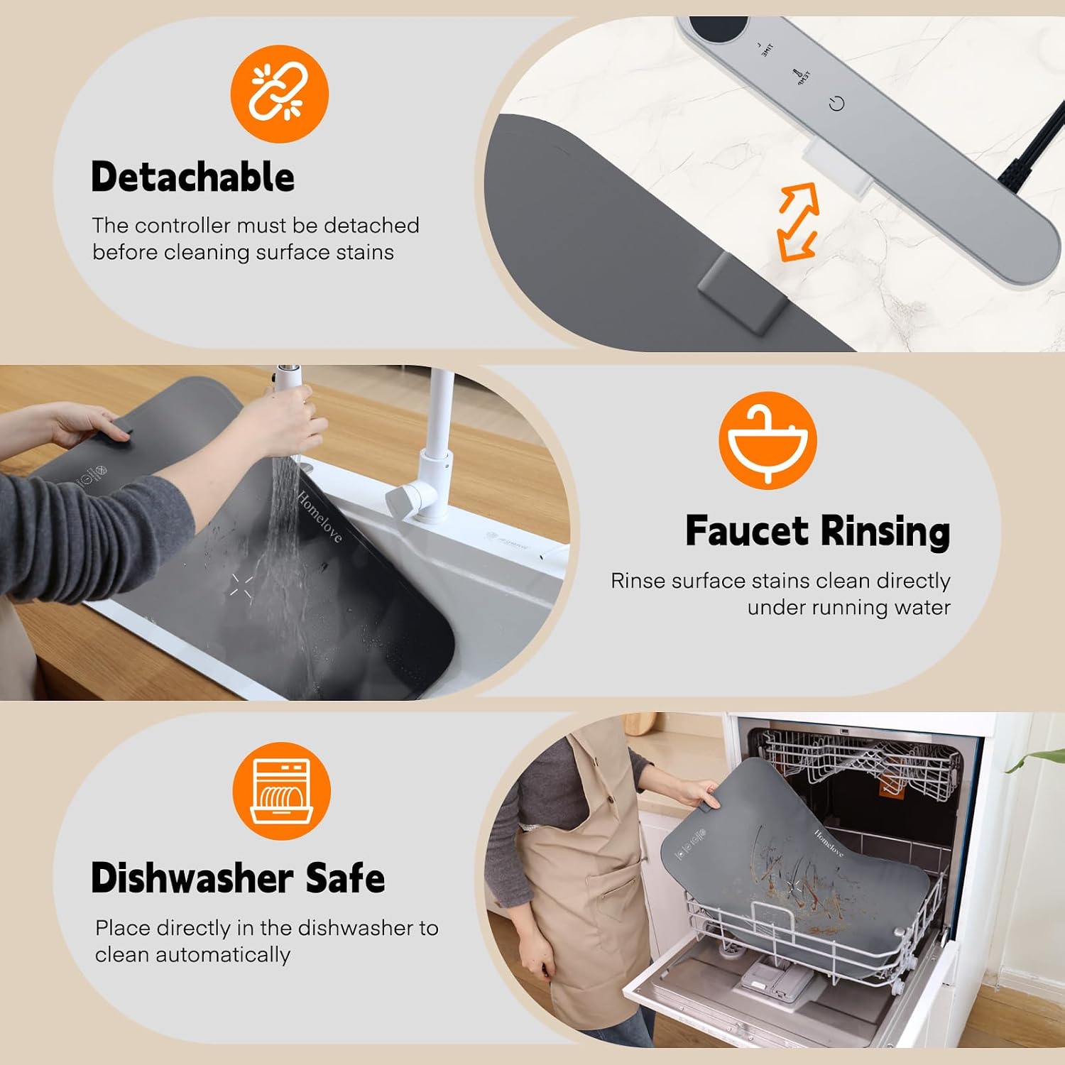 Detalle de Homelove D-2653 Food Warming Mat with Graphene Heating, 7 Settings & Timer