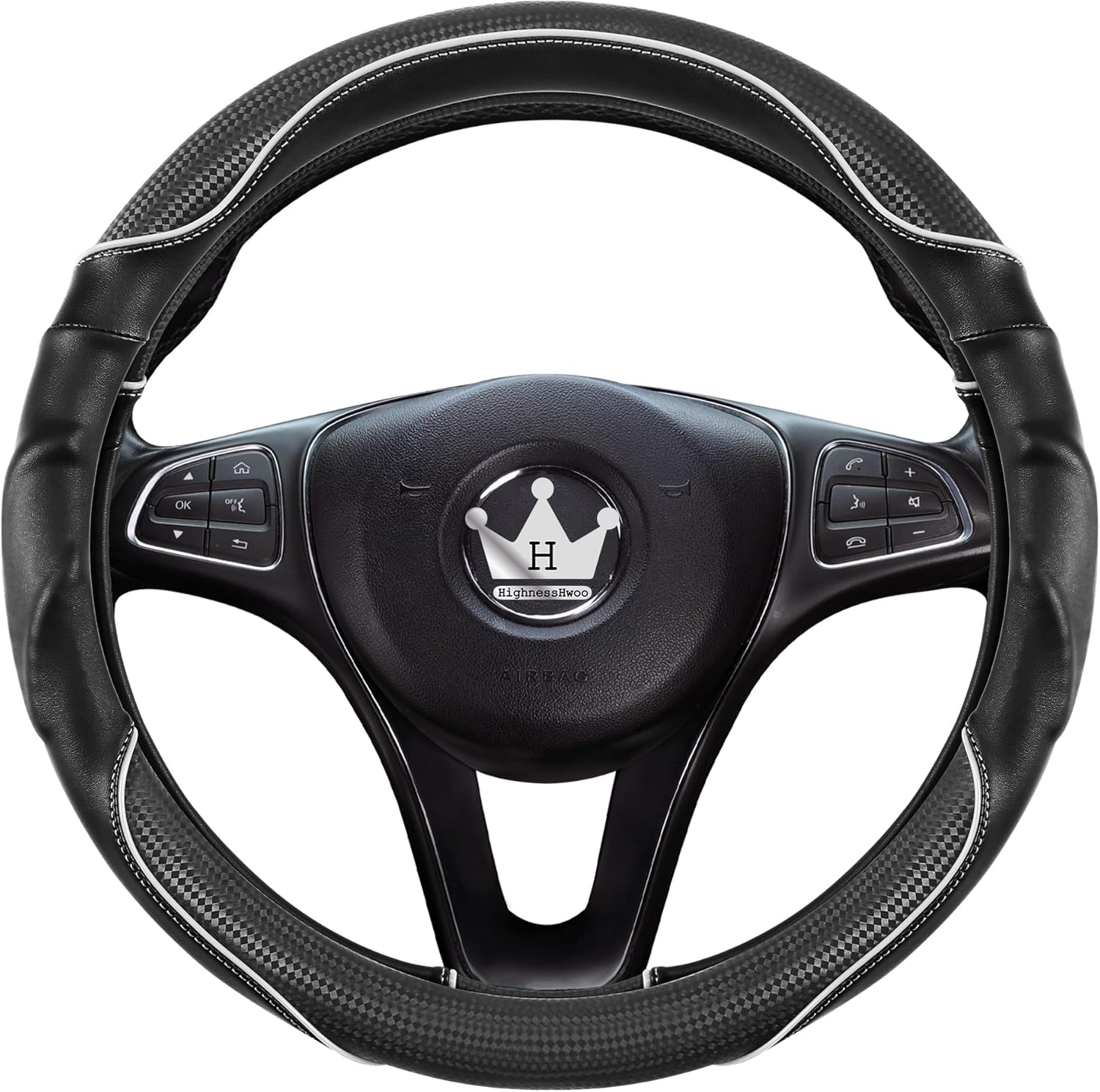 Thumbnail 2 de HighnessHwoo 3D Lenkradabdeckung (Komfortgriff, Anti-Rutsch) – 39–41 cm, Weiß