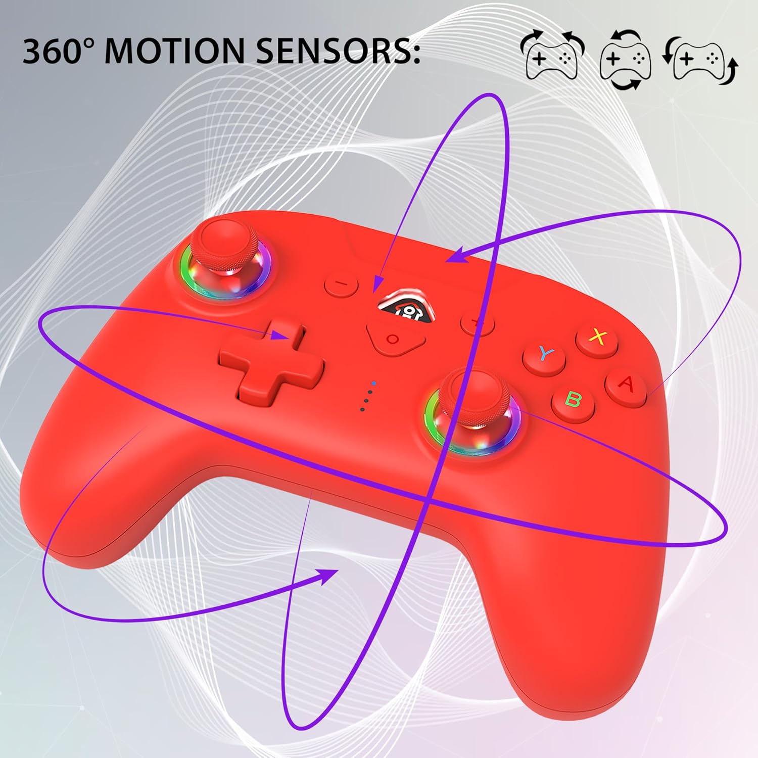Thumbnail 2 de Subsonic Manette sans fil rouge Bluetooth pour Switch 2 / Switch / Switch OLED / Switch Lite (LED, vibrations, gyroscope) + câble USB-C