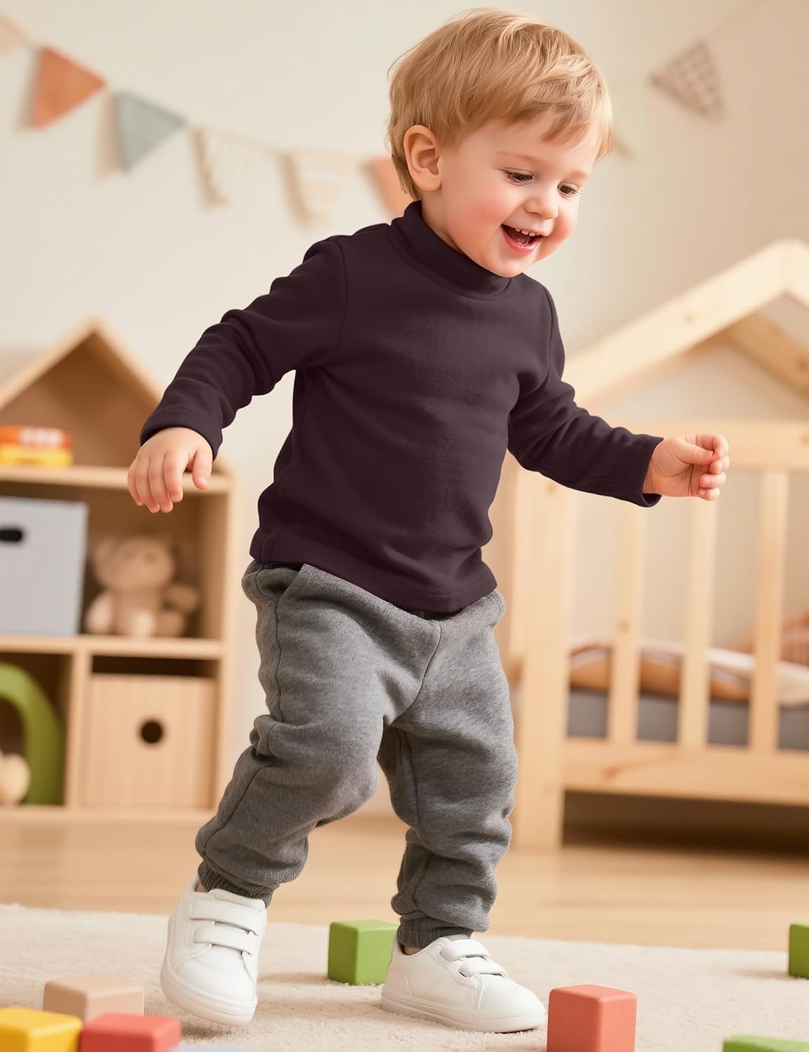 Detalle de Witwot Toddler Mock Turtleneck Shirts, 92% Cotton