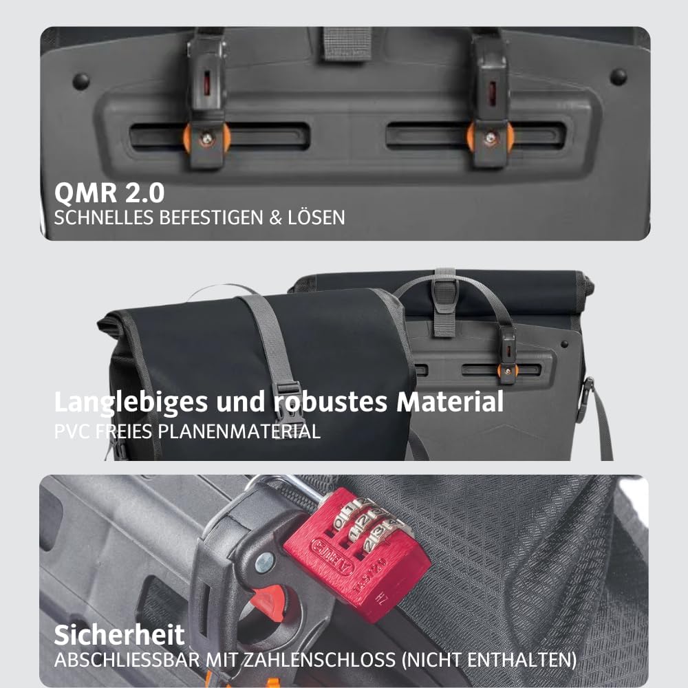 Thumbnail 6 de VAUDE Aqua Back Single Hinterradtasche für Gepäckträger mit 24 l – wasserdicht, schnelle Montage (QMR 2.0)