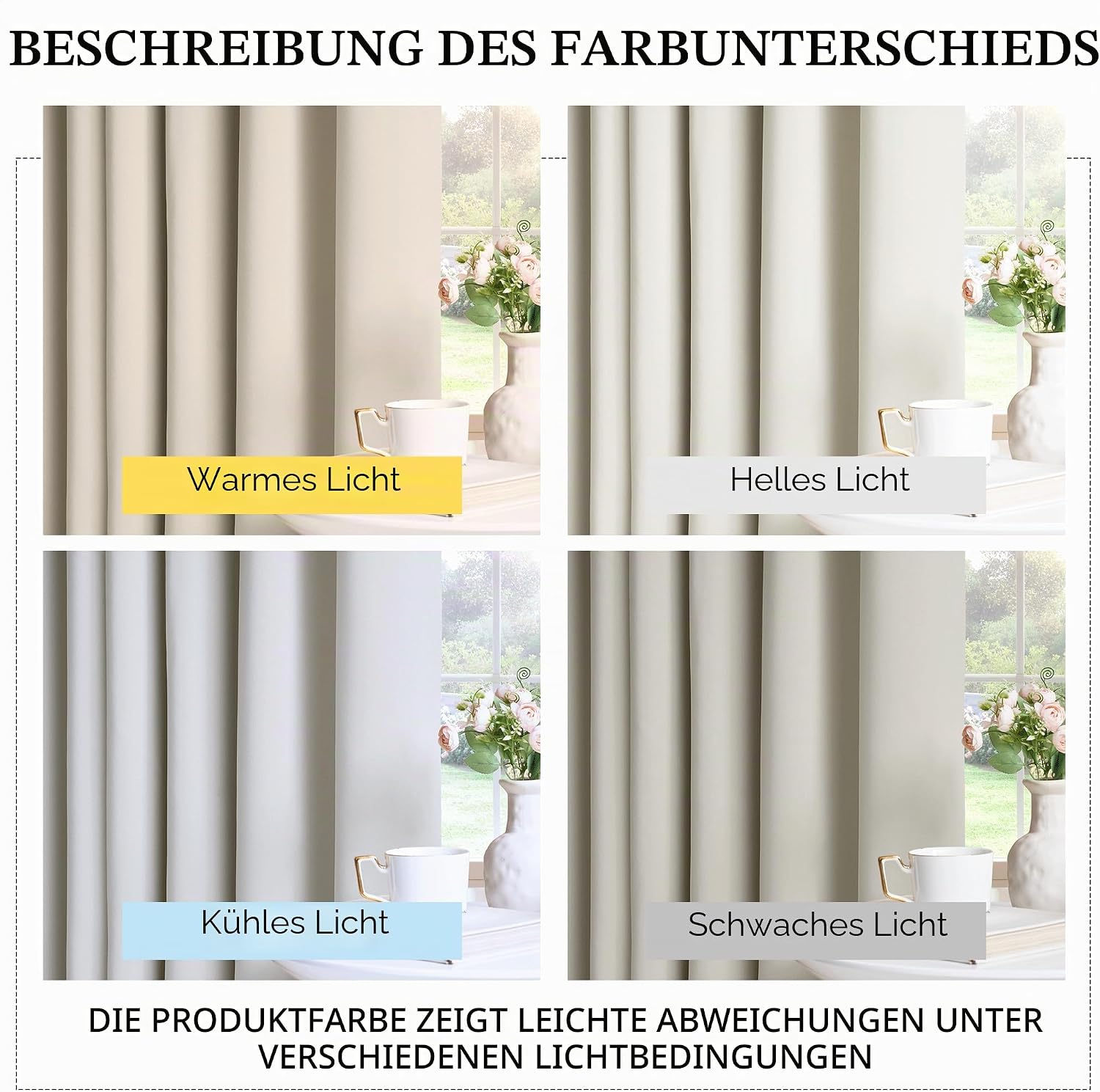 Detalle 2 de PONY DANCE Verdunkelungs-Vorhänge mit Ösen 60–75% Lichtblockierung, 2er Set, Hellbeige, 245 × 140 cm – Thermo, 8 Ösen pro Stück