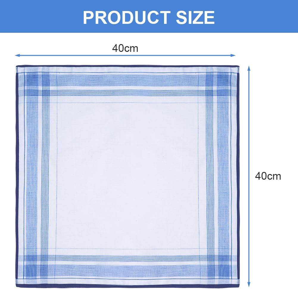 Thumbnail 1 de Aomig Fazzoletti Uomo 12 Pezzi Grandi in Cotone – Plaid Classico, 40x40 cm