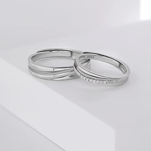 Detalle de Meissa Couples Rings for Men and Women: Promise Ring Set in 925 Sterling Silver