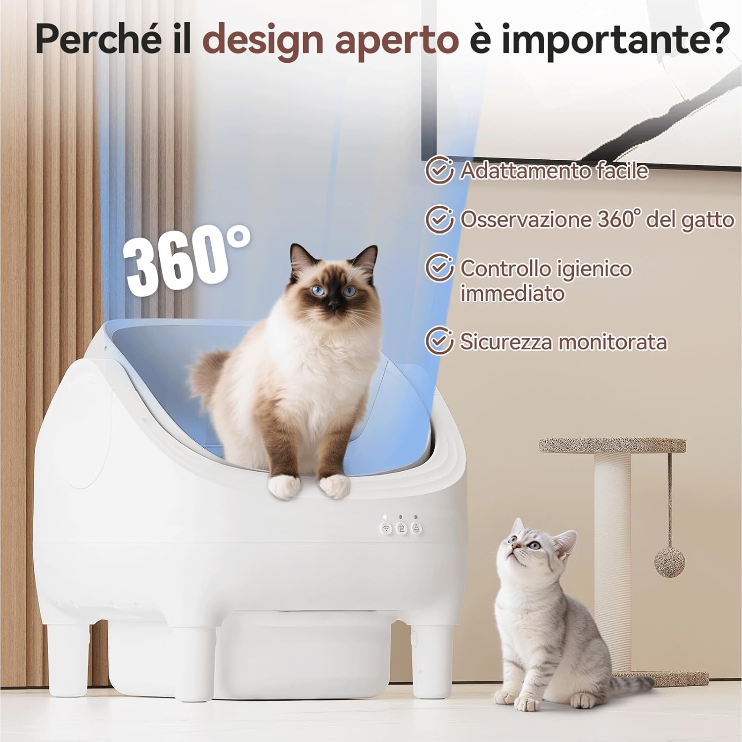 Detalle de Lettiera Gatto Autopulente JUMMICO 12L – XXL, controllo via APP e gestione a distanza