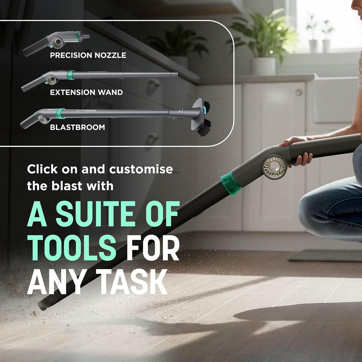 Detalle de Shark BlastBoss All-in-One Cordless Air Blasting System with BlastBroom (AB2111UK)