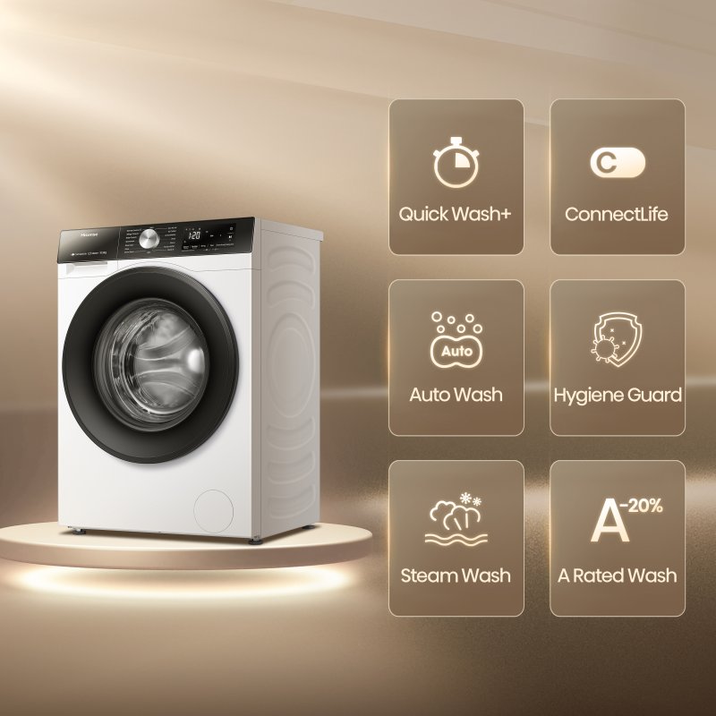 Detalle 2 de Hisense WF3S1043BW3 Lavadora 10.5kg WiFi Steam Carga Frontal