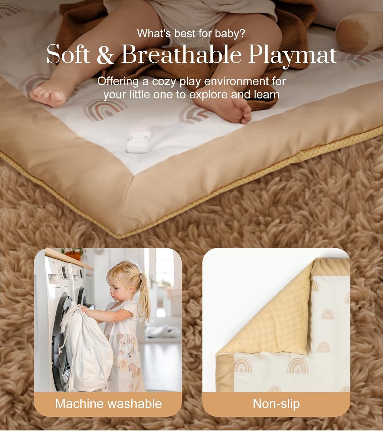 Detalle 2 de Mallify BG-FCH Baby Play Gym with Washable Mat, 6 Toys & 12 Milestone Cards