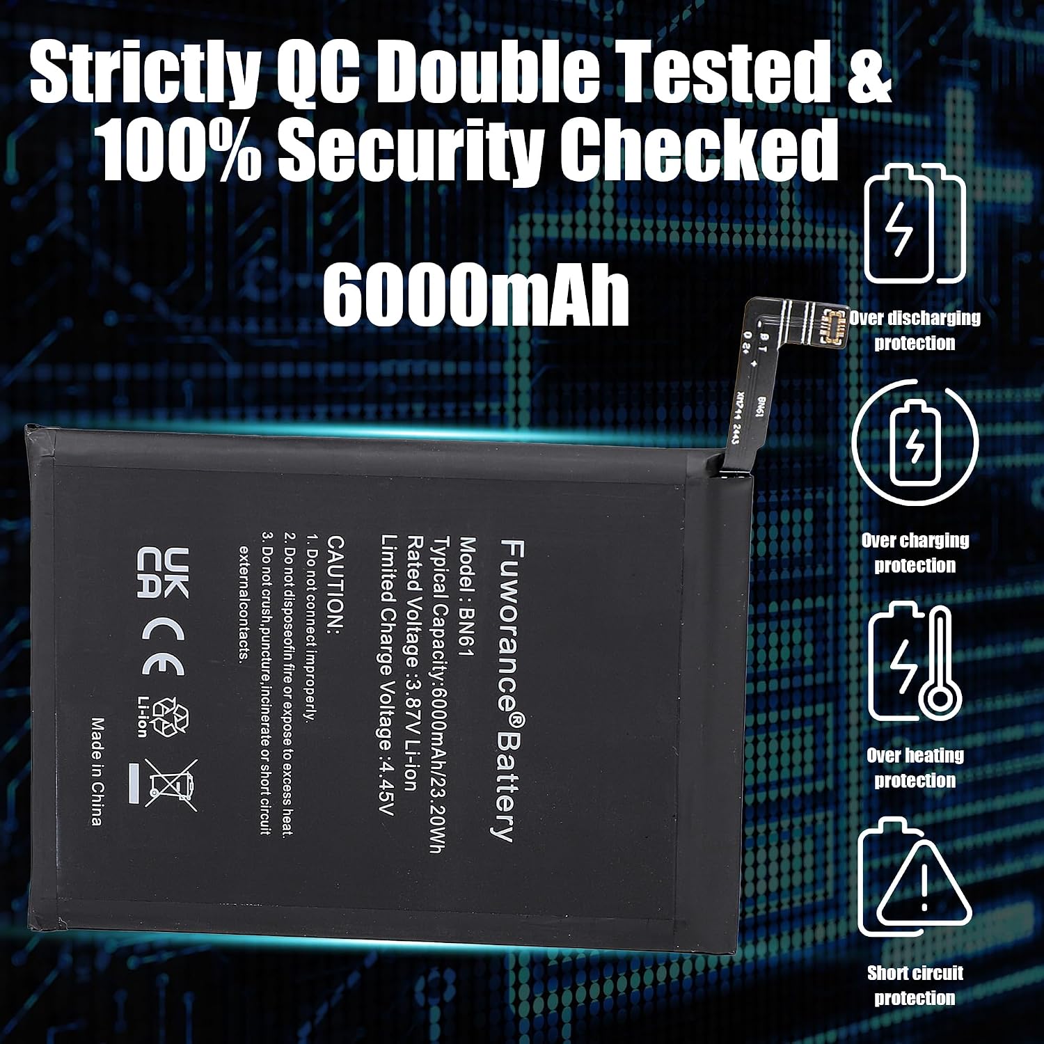 Detalle 2 de Fuworance 6000mAh BN61 Replacement Battery for Xiaomi Poco X3