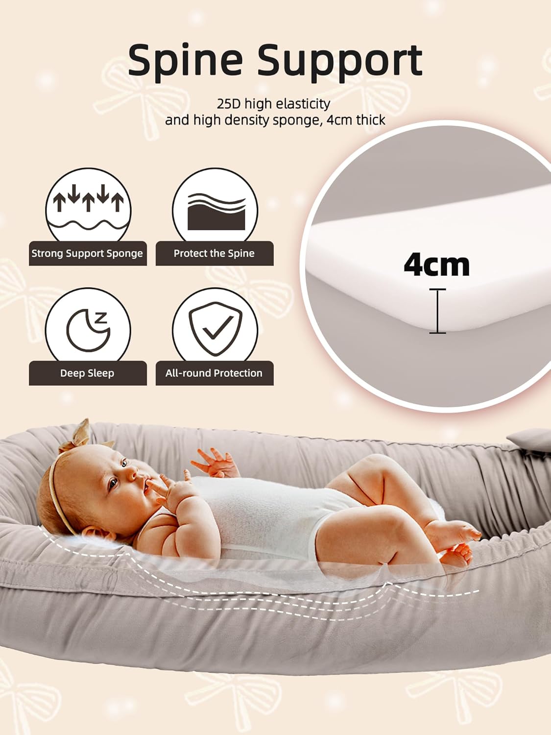 Thumbnail 2 de EAQ Baby Nest Pod for Newborn – Soft Breathable Travel Sleep Pod (Grey)