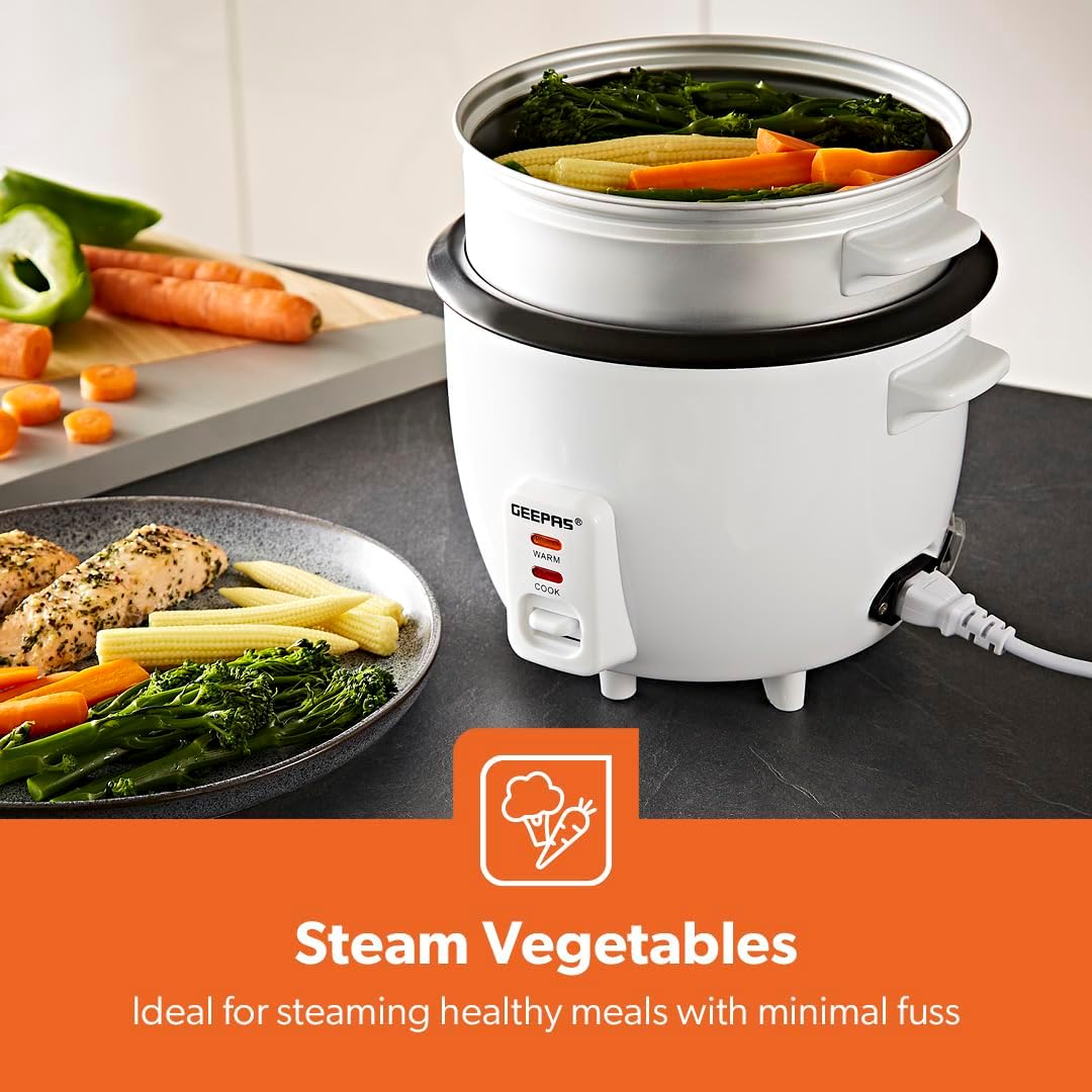 Detalle 1 de Geepas 450W Rice Cooker with Steamer 1L