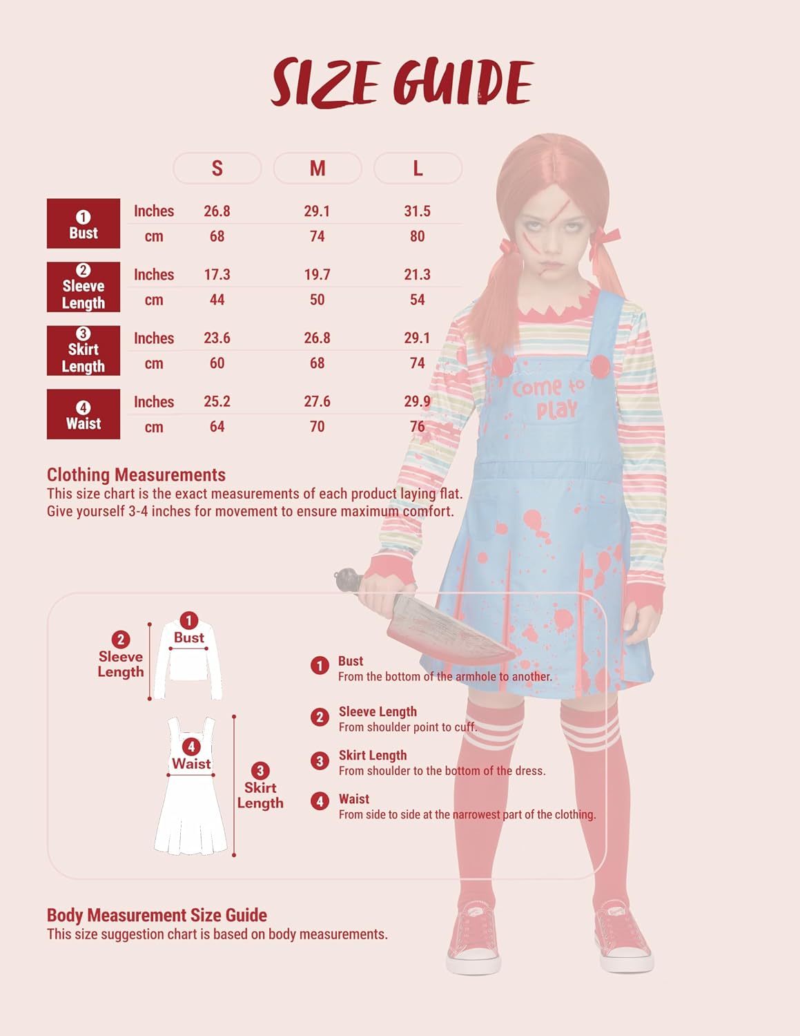 Detalle de Spooktacular Creations Creepy Doll Costume for Kids with Rainbow Shirt and Knee-High Socks