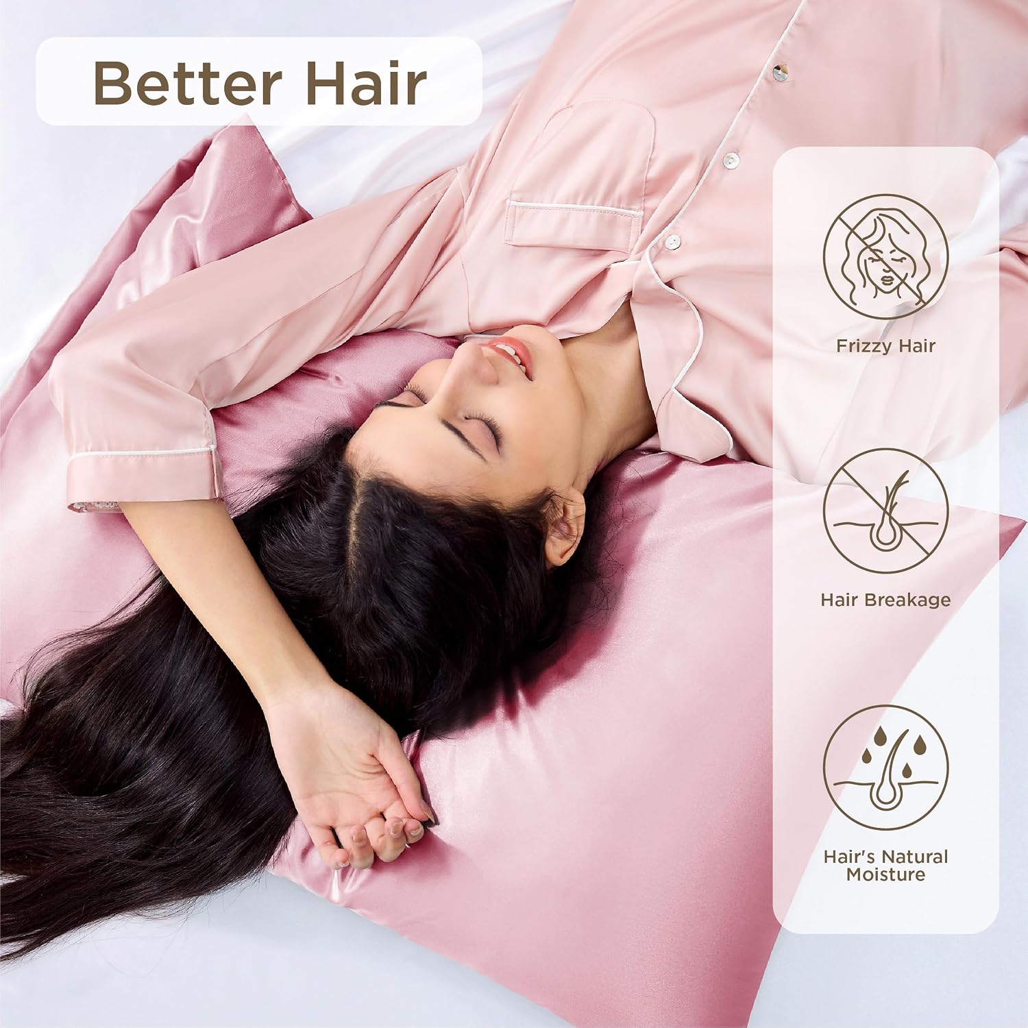 Detalle 2 de Bedsure Satin Pillowcases 2 Pack, 50x75 cm