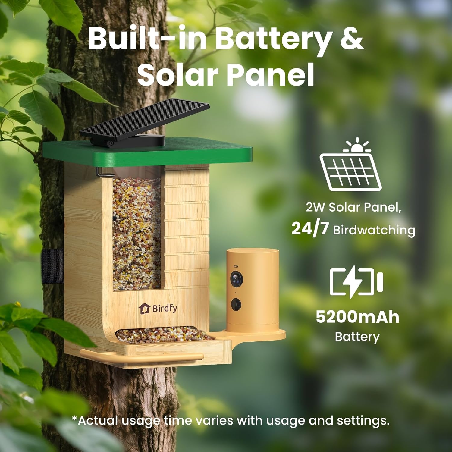 Detalle 2 de Birdfy Smartes Vogelfutterhaus mit Kamera (1080P, Solar, KI-Erkennung für 6.000+ Vogelarten) im Hochformat