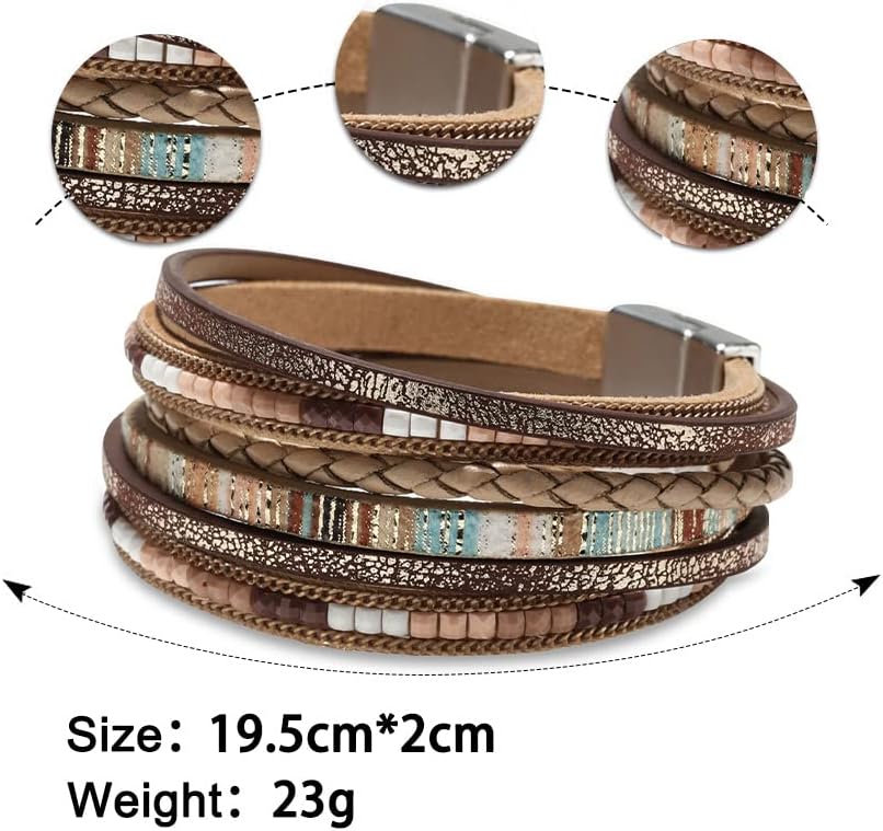 Detalle 1 de Fesciory Leather Wrap Bracelet 7.67 in