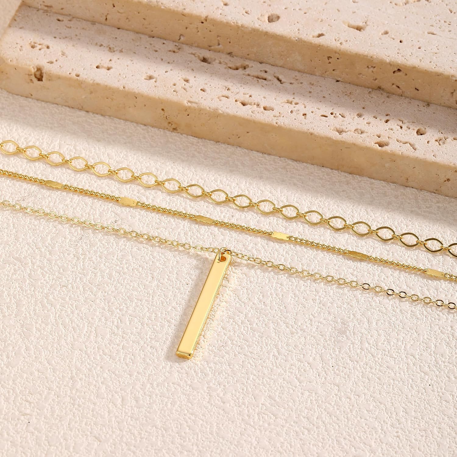 Detalle 2 de Layered Gold Necklace Set, 14K Gold Plated