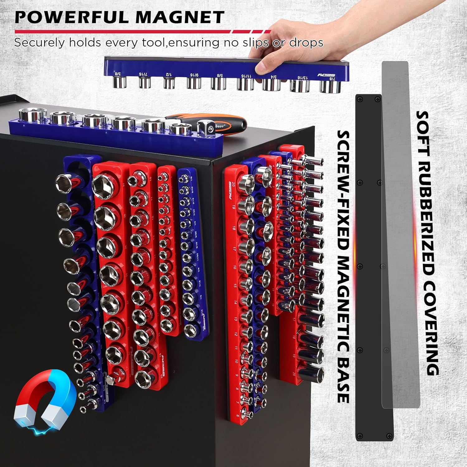 Detalle 2 de SEDY 12-Piece Magnetic Socket Organizer Set 143