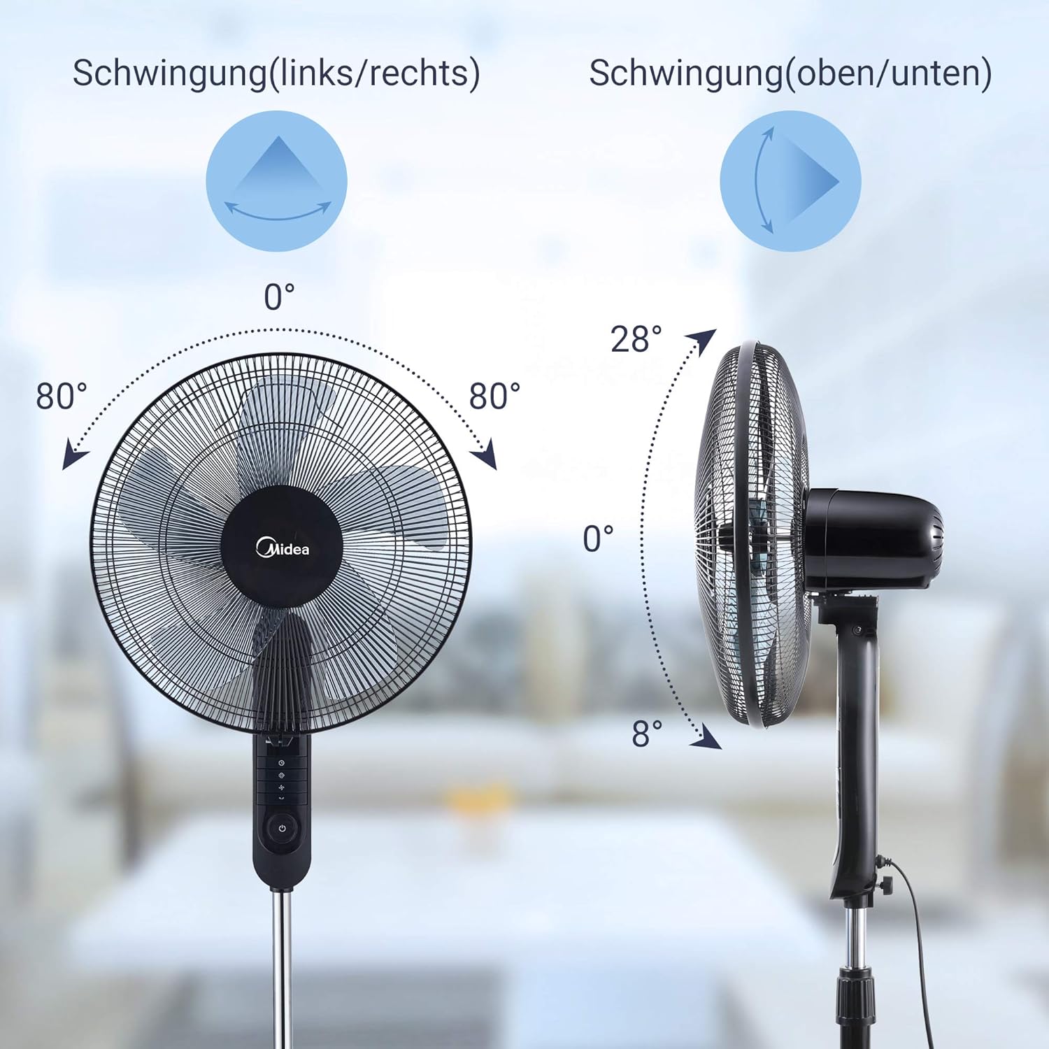 Thumbnail 4 de Midea FS40-15FR Standventilator mit Fernbedienung, 3 Geschwindigkeitsstufen & LED-Display