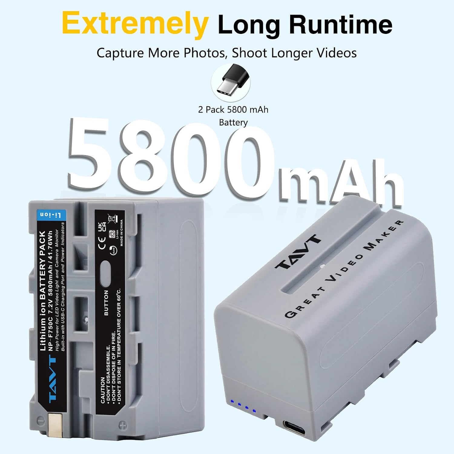 Thumbnail 6 de TAVT NP-F750 5800mAh replacement battery pack