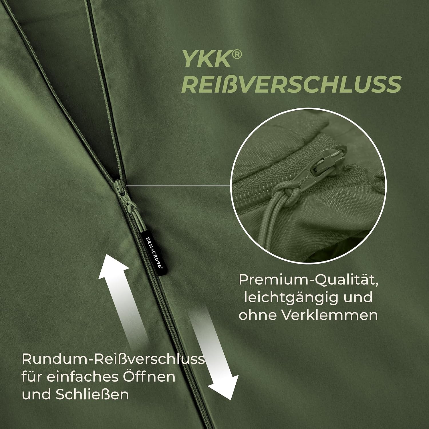 Detalle de ZENACROSS Hüttenschlafsack Ultraleicht Mikrofaser – Schlafsack-Inlett mit integriertem Kissenfach