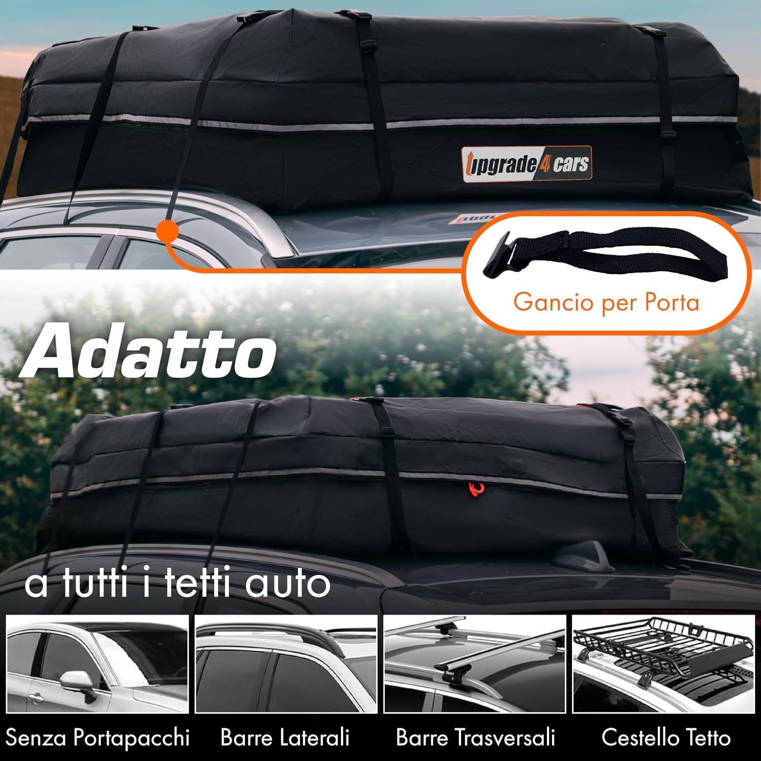 Detalle de Upgrade4cars Box da tetto universale Borsa 566 L 130x110x40 cm