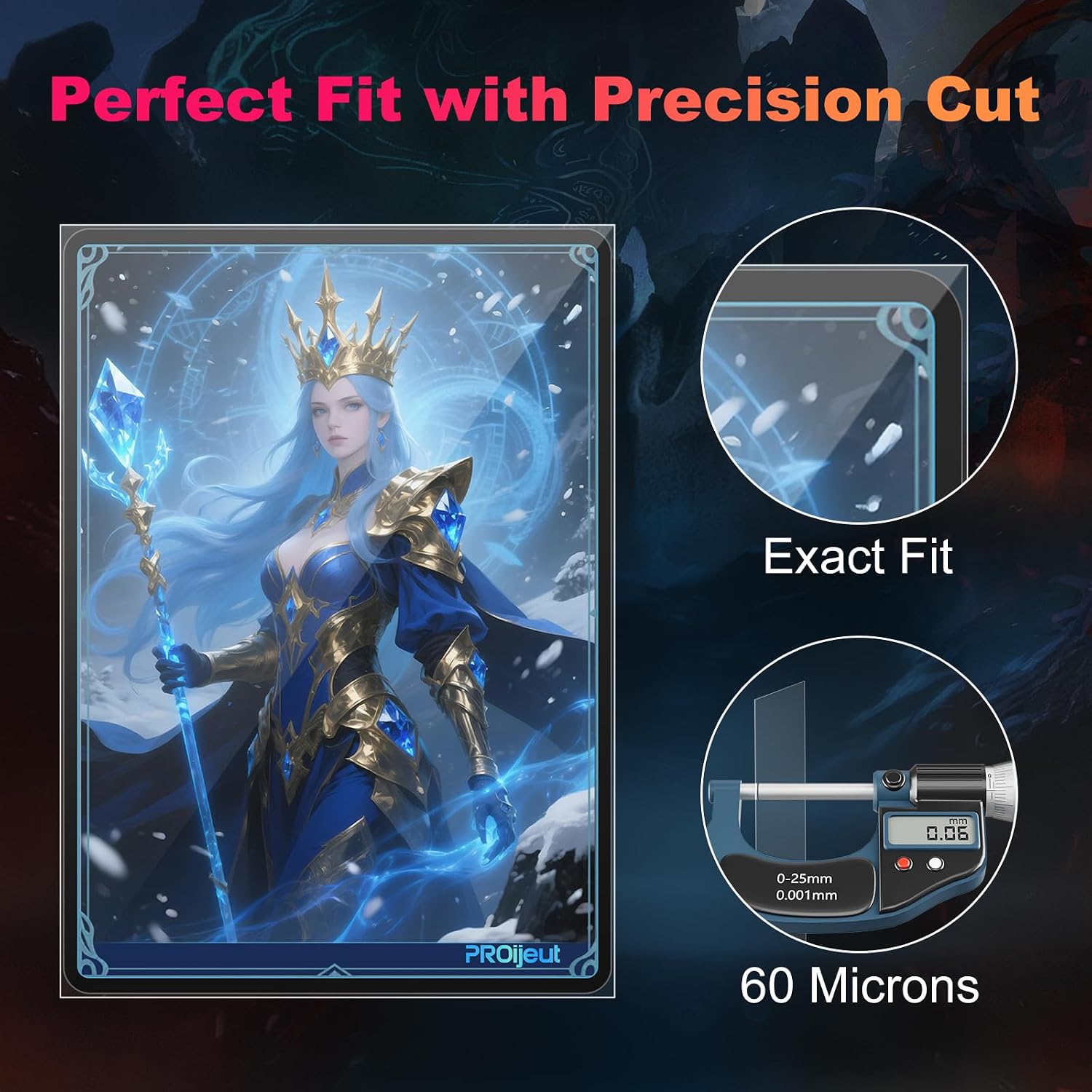 Thumbnail 2 de 1200 Pack Perfect Fit Card Sleeves Clear (64mm x 89mm) – 60 Microns for Double-Sleeving